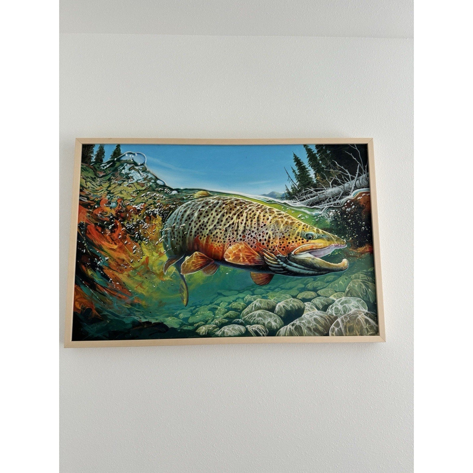 FHLO3 - Original Oil Painting Fish Artist Lowell shapley 3x2 Ft