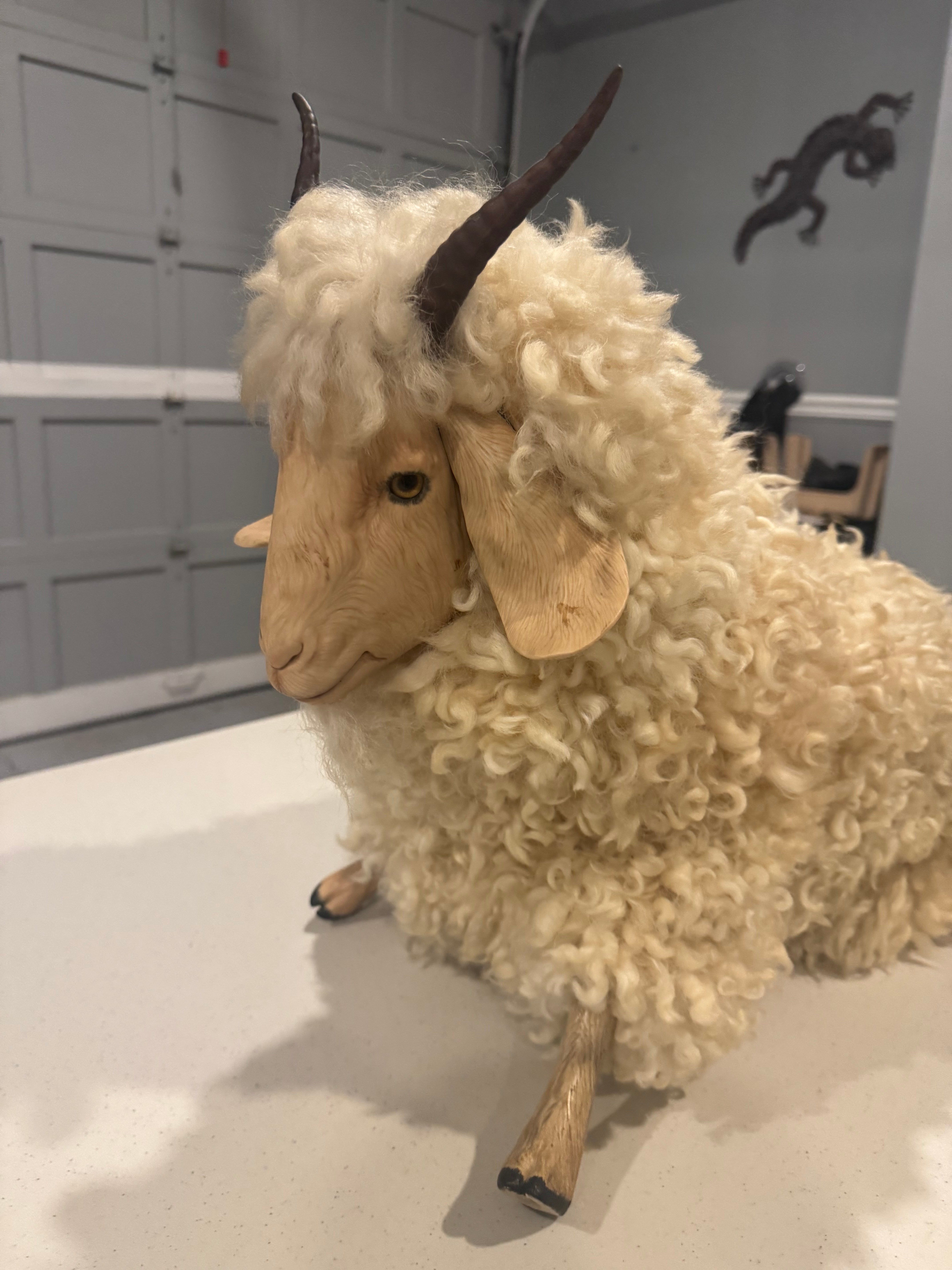 FHDO1 - antique French bisque sheep sculpture