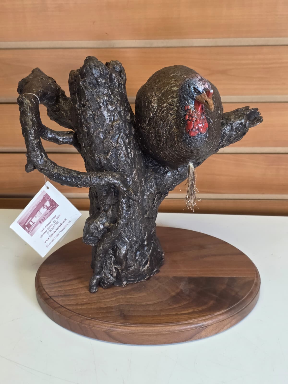 JTV122 - Turkey Statue – Fountain Creek – 10" (Tail Repair)