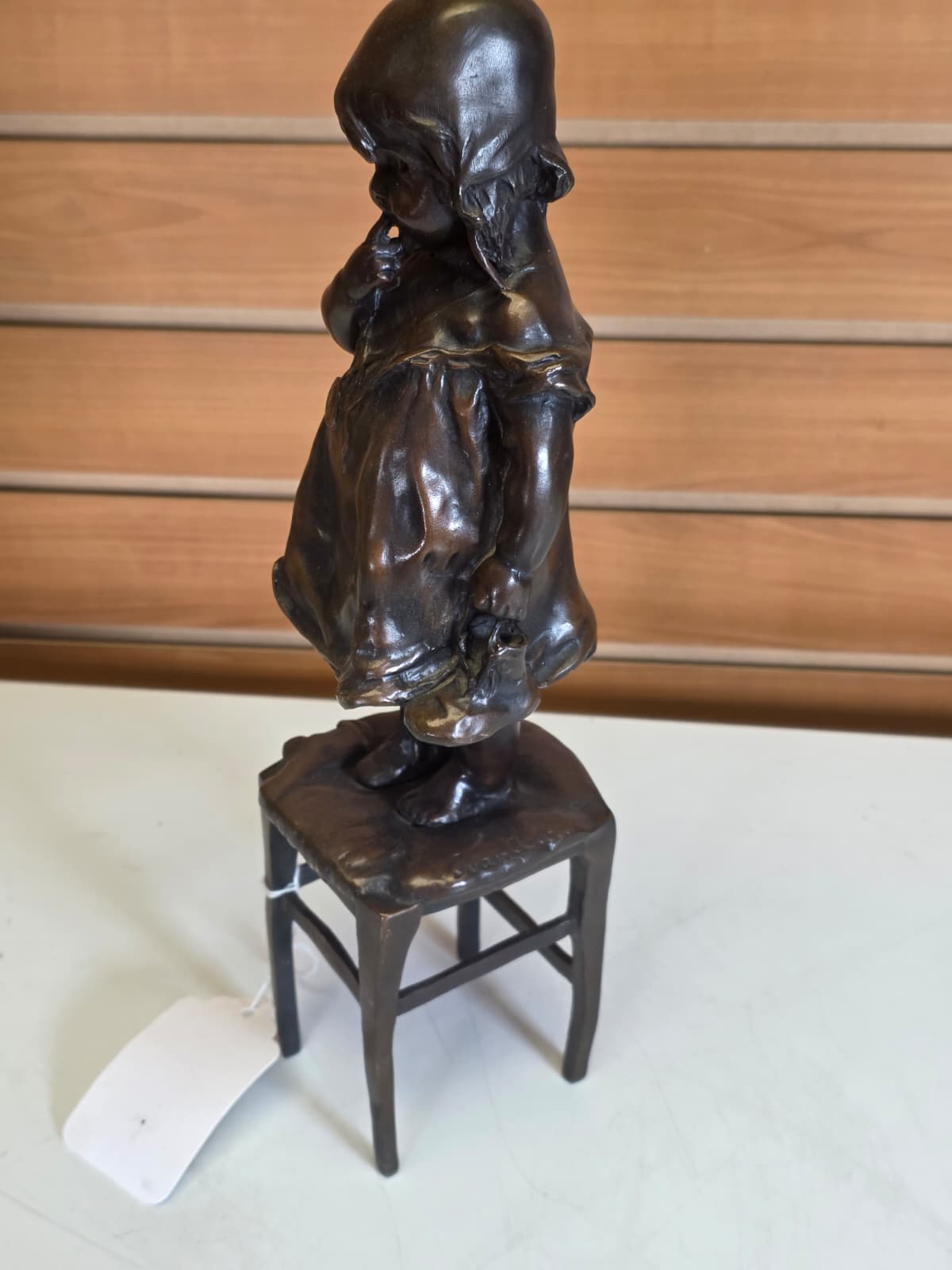 FHBR2 - Bronze Girl Standing on Stool Chair – Juan Clara – 13