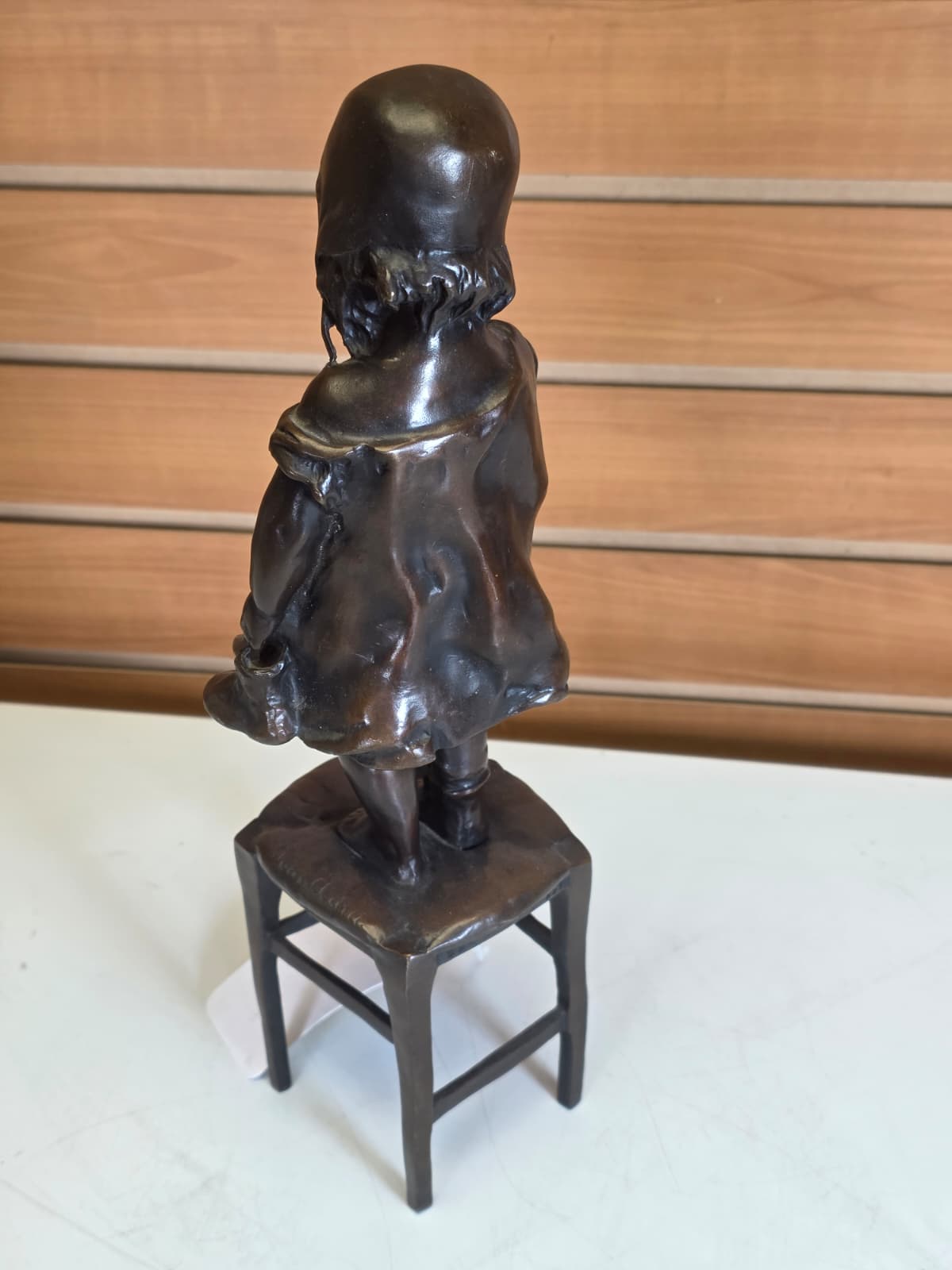 FHBR2 - Bronze Girl Standing on Stool Chair – Juan Clara – 13