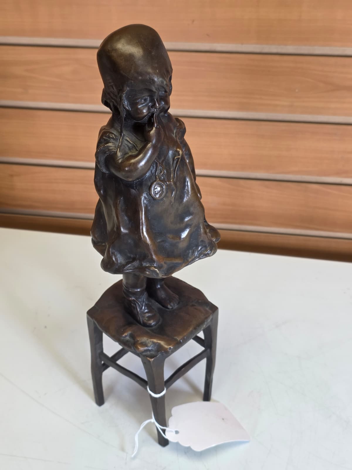 FHBR2 - Bronze Girl Standing on Stool Chair – Juan Clara – 13