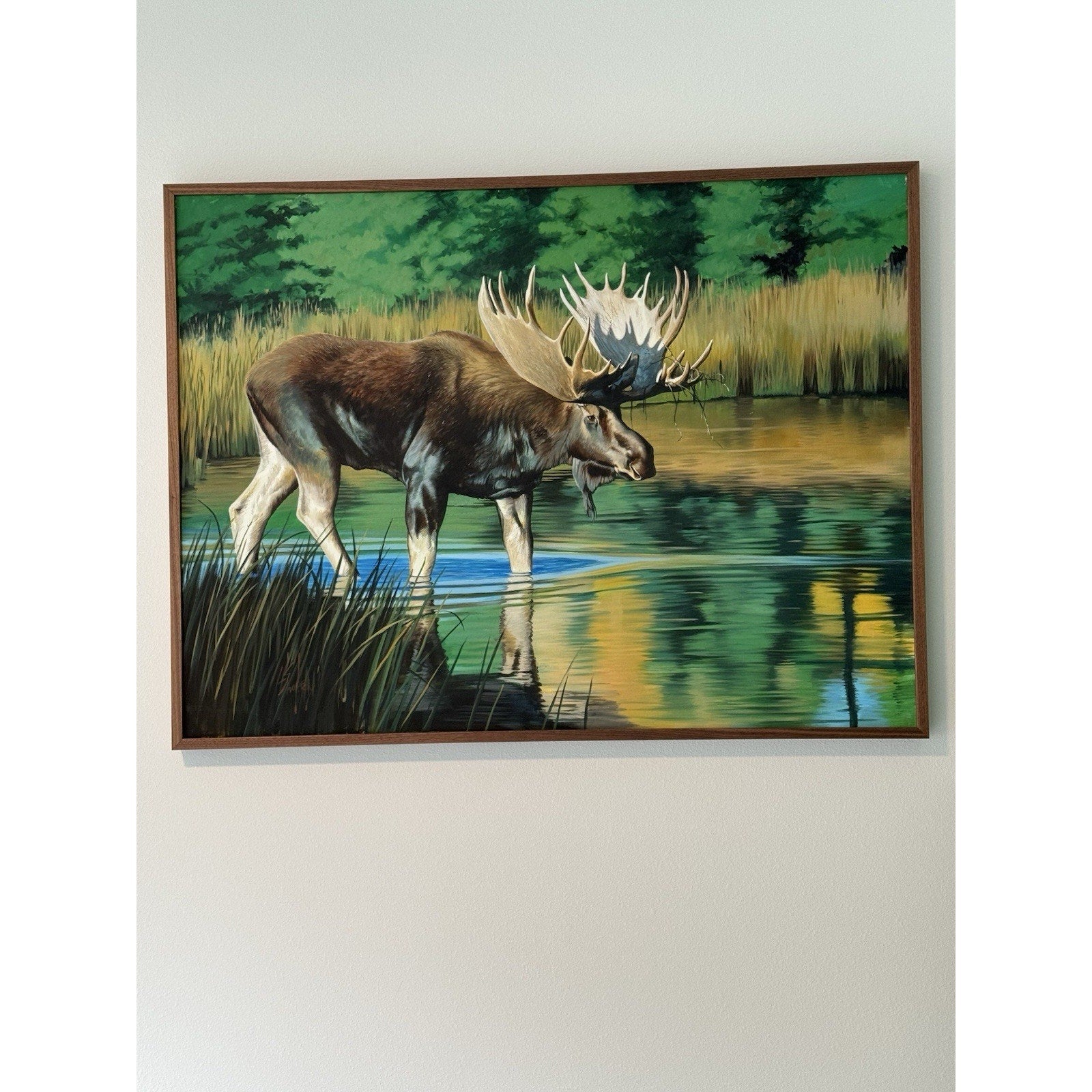 FHLO2 - Original Oil Painting Wildlife Moose Artist Lowell shapley 4x3 Ft