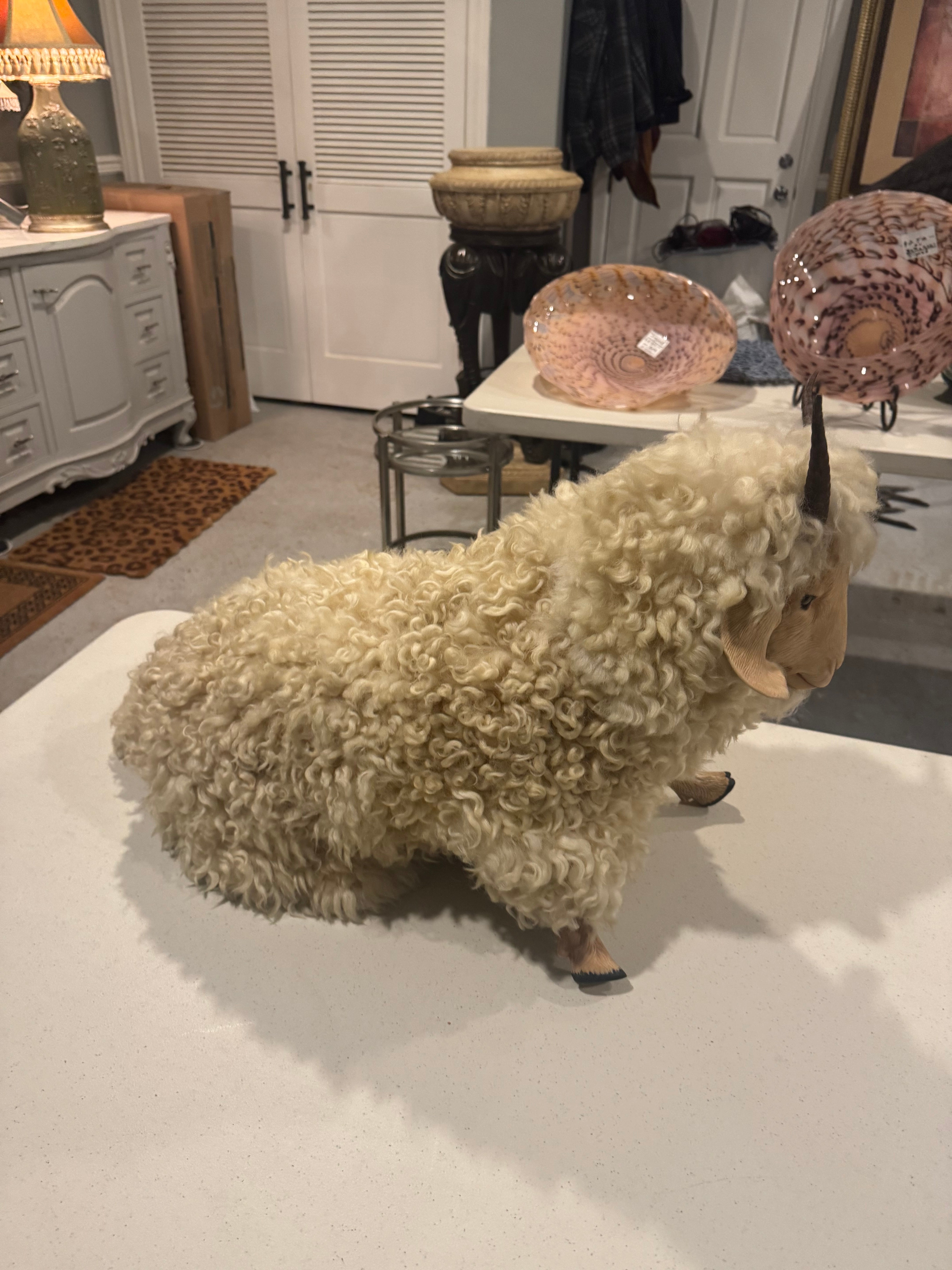 FHDO1 - antique French bisque sheep sculpture