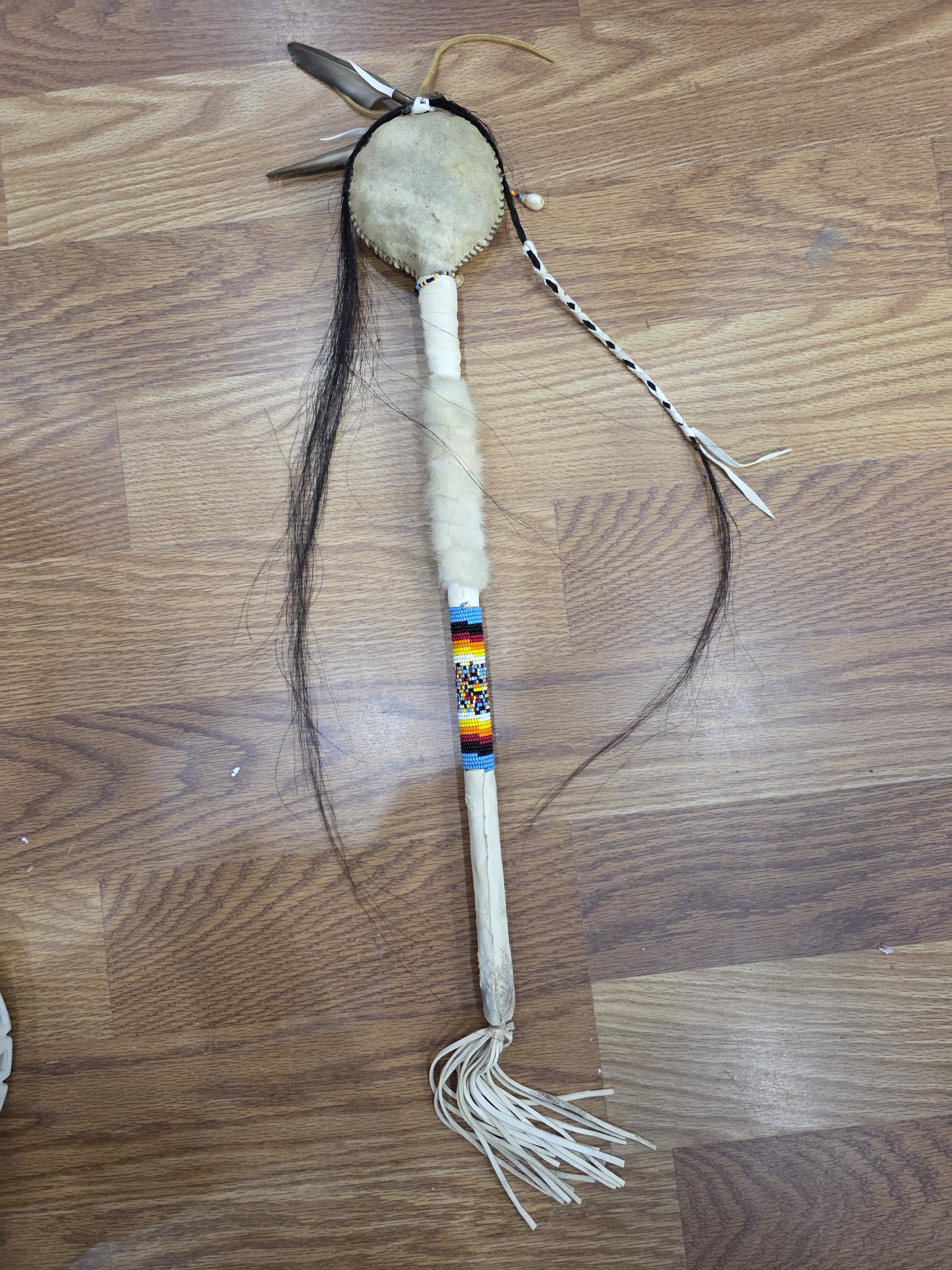 FHMC101 - Native Rattle 24" | Traditional Handcrafted Display