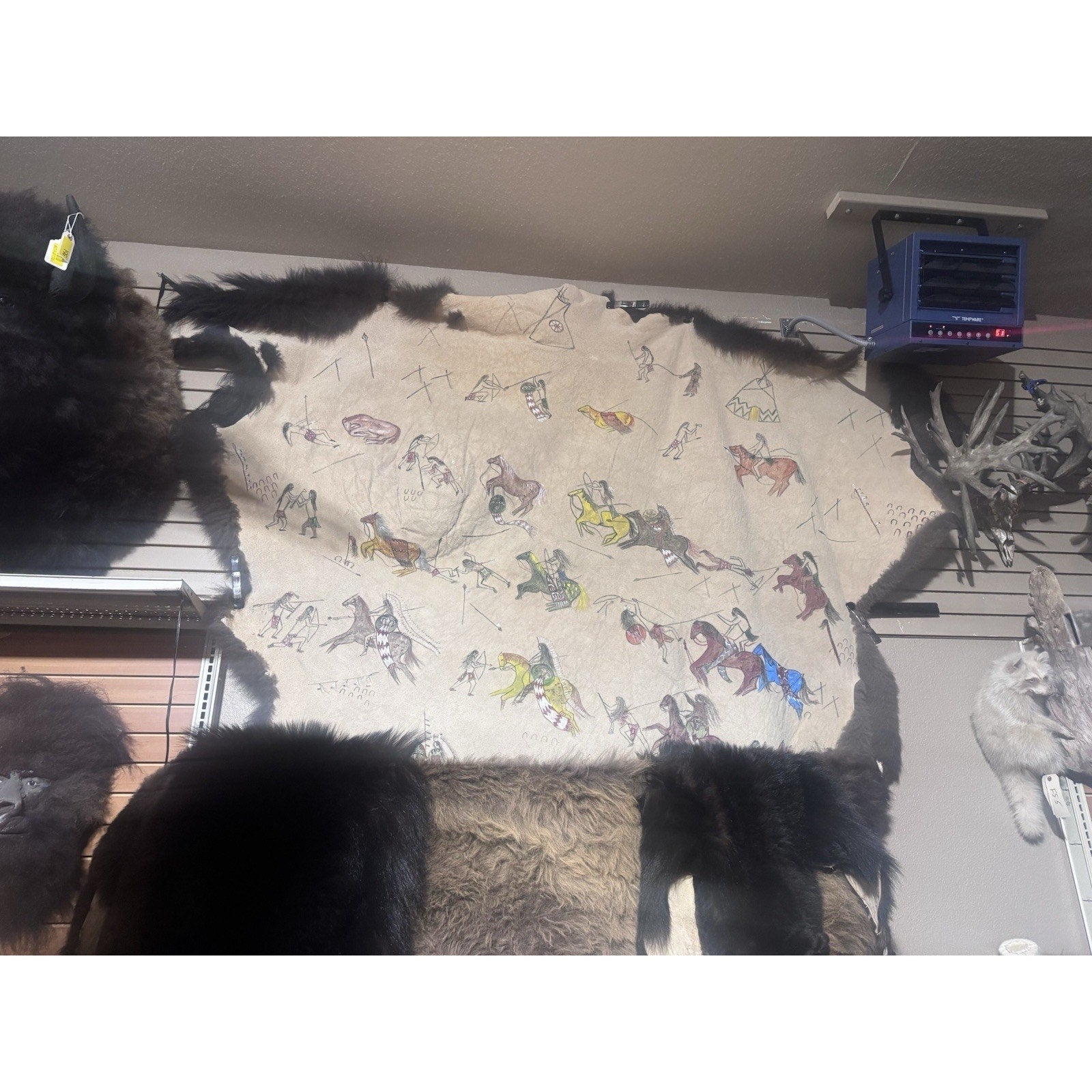 FHGENE12 - Premium Massive Brain Tanned XXL bison Buffalo Hide Rug Fur Painted