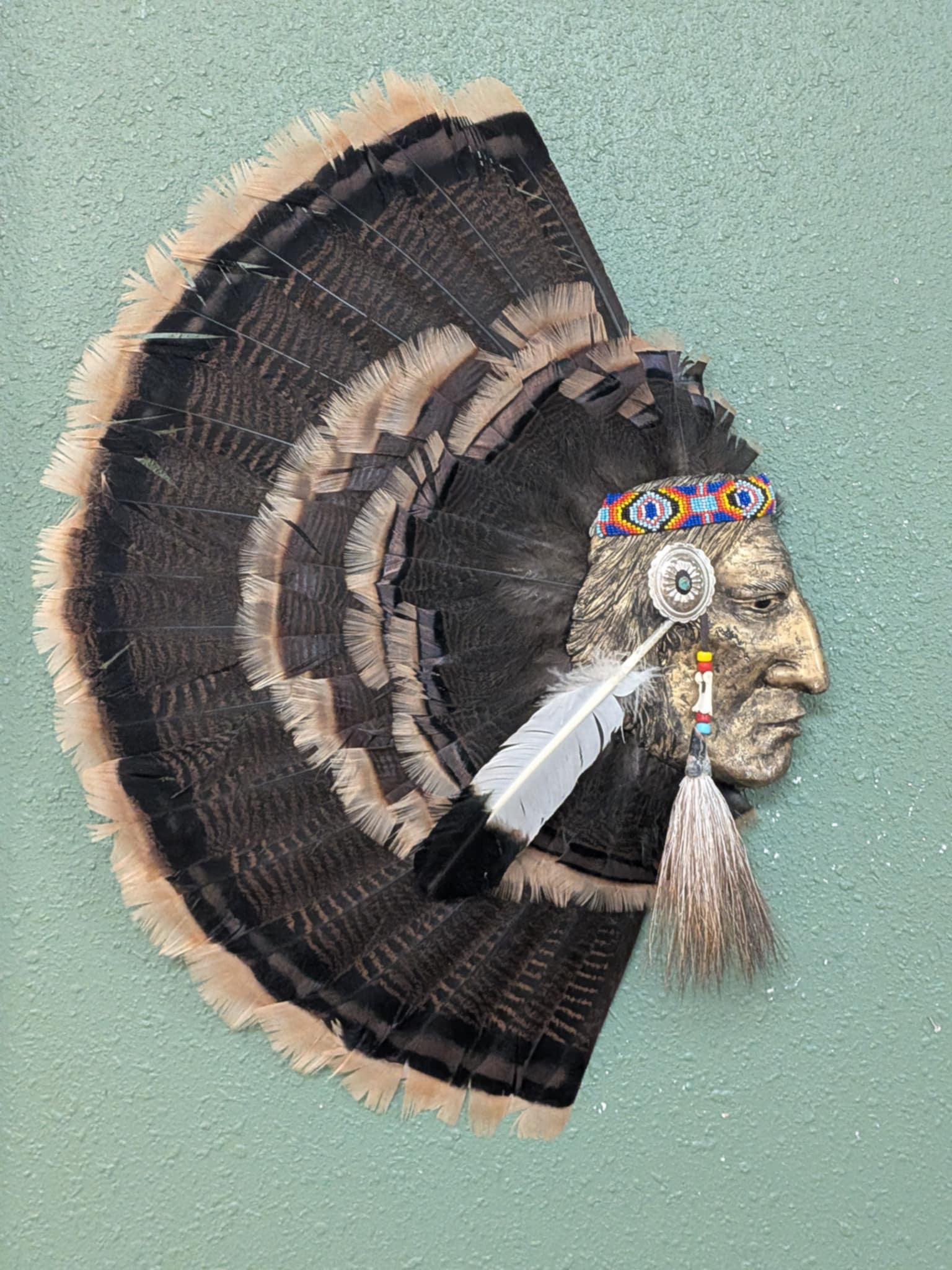 FHPAT79-WILD TURKEY Taxidermy Native American Archery Mask Face War Bird