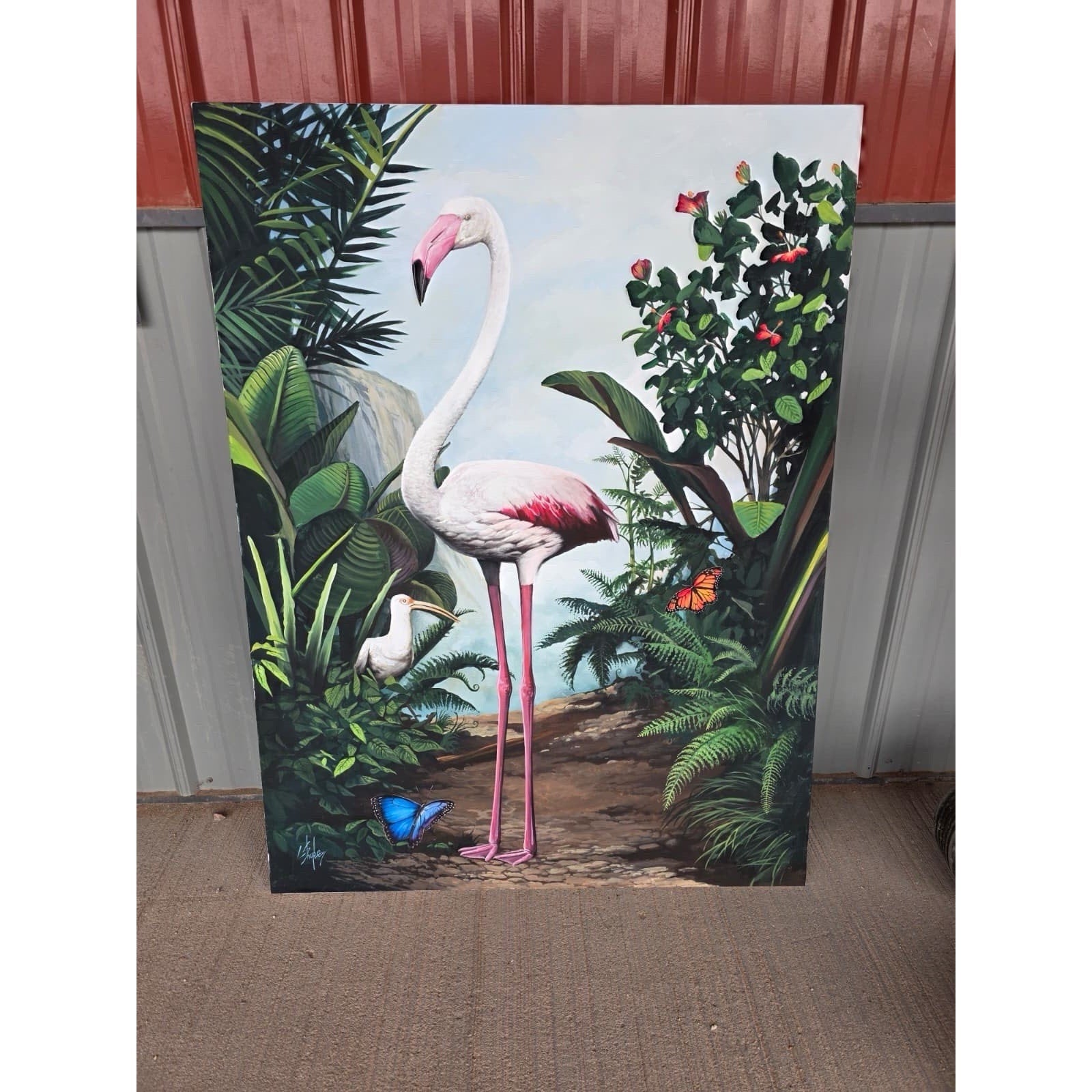 Original Oil Painting Flamingo Artist Lowell shapley