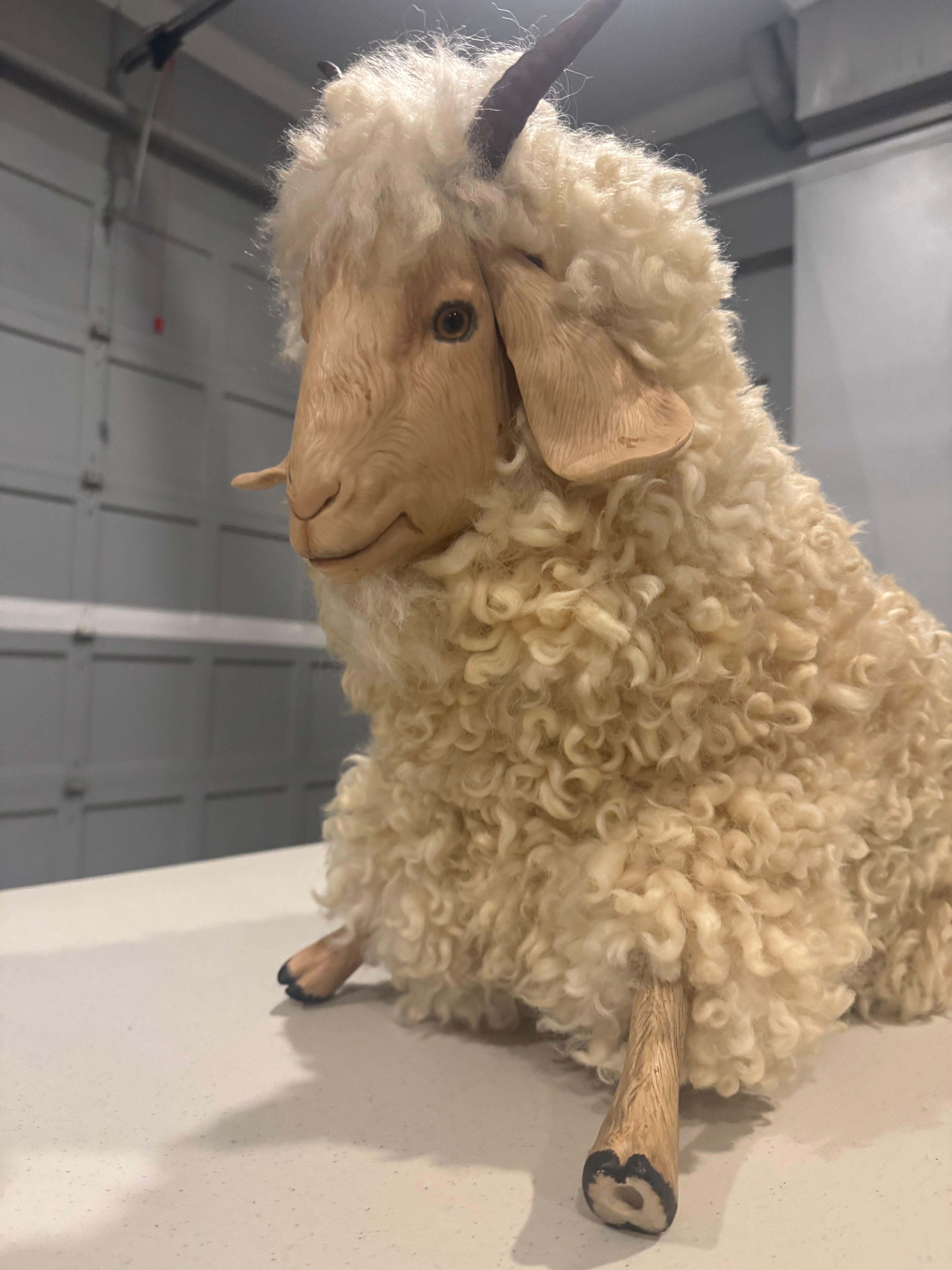 FHDO1 - antique French bisque sheep sculpture