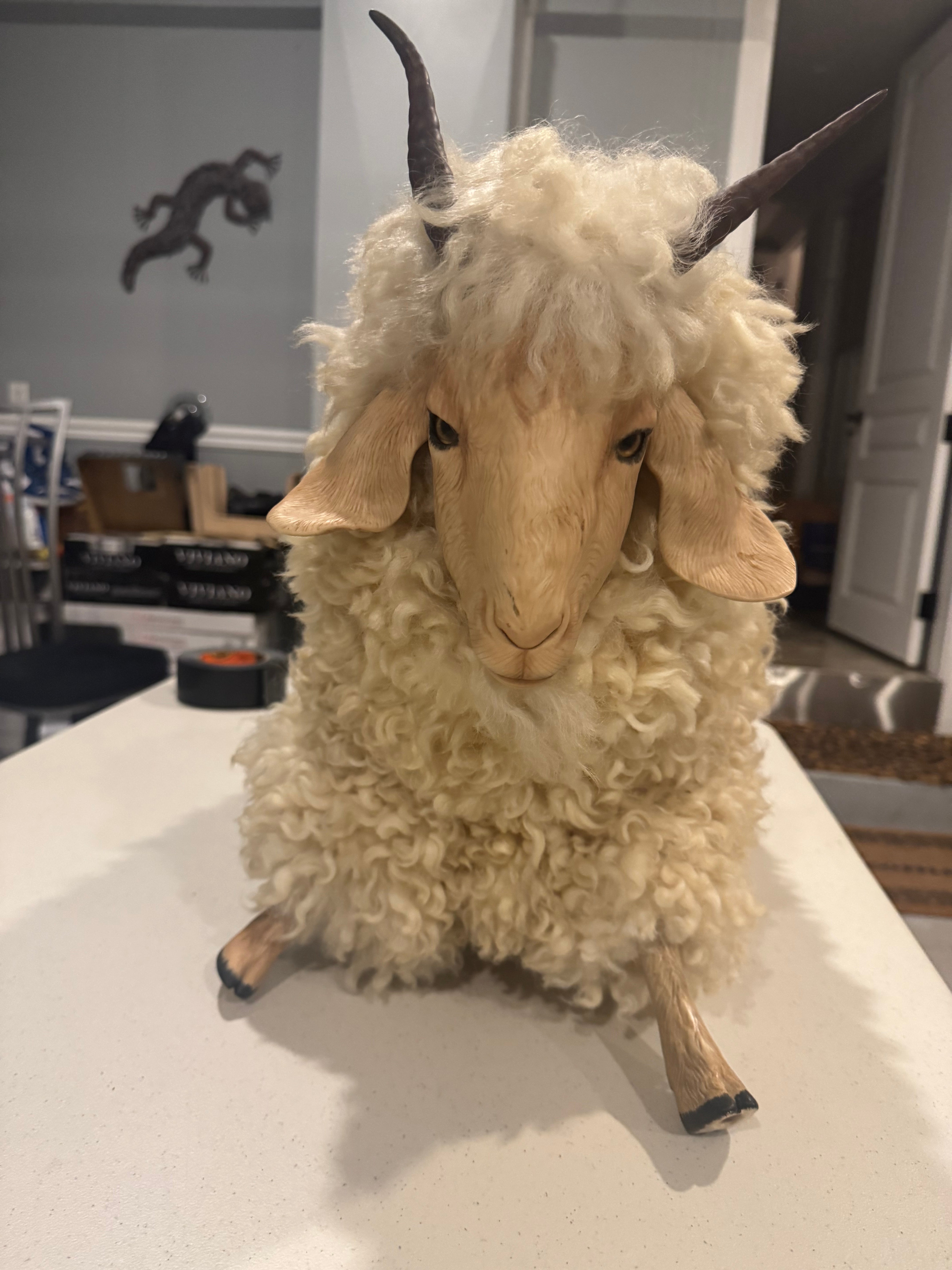 FHDO1 - antique French bisque sheep sculpture