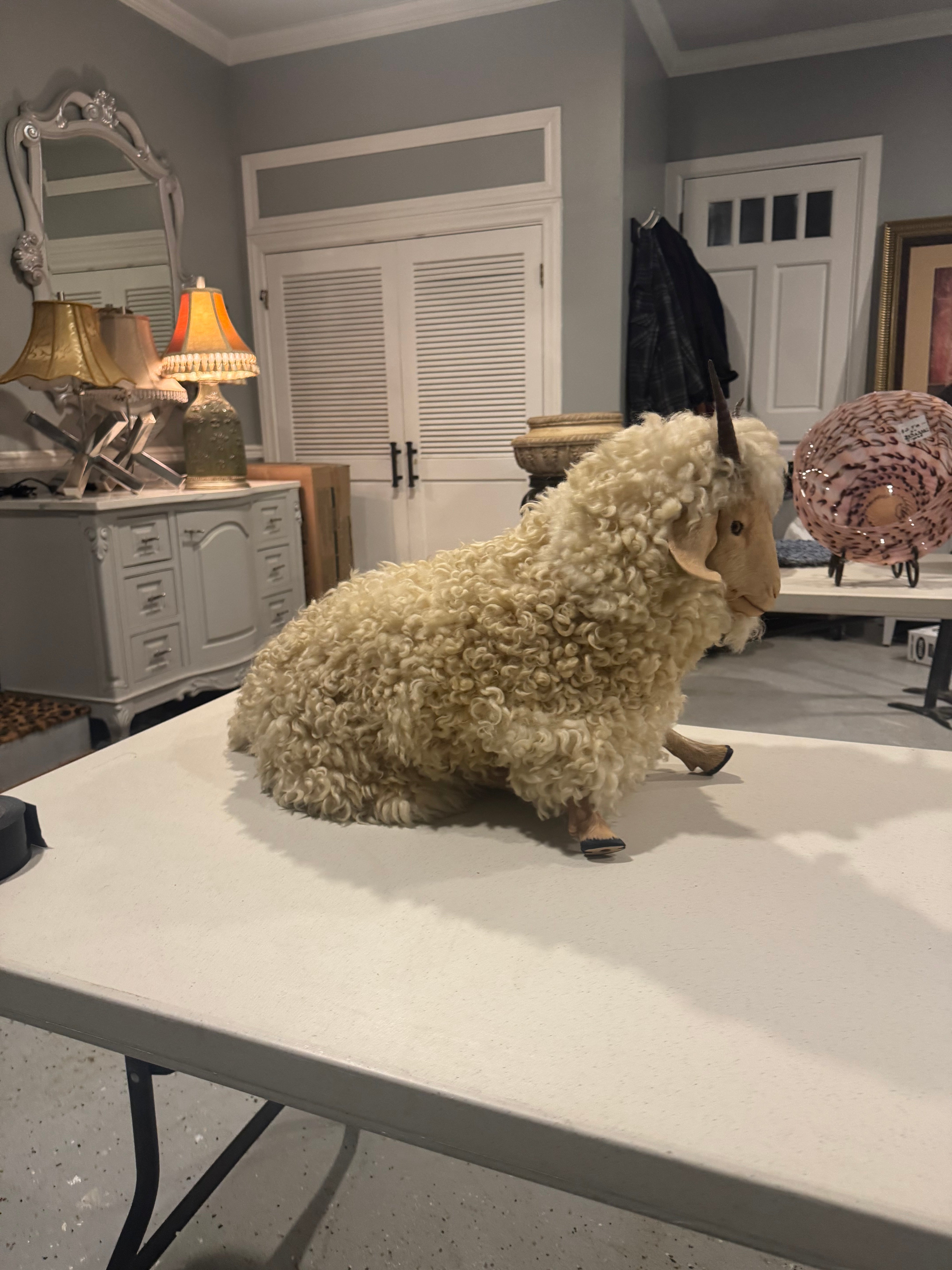 FHDO1 - antique French bisque sheep sculpture