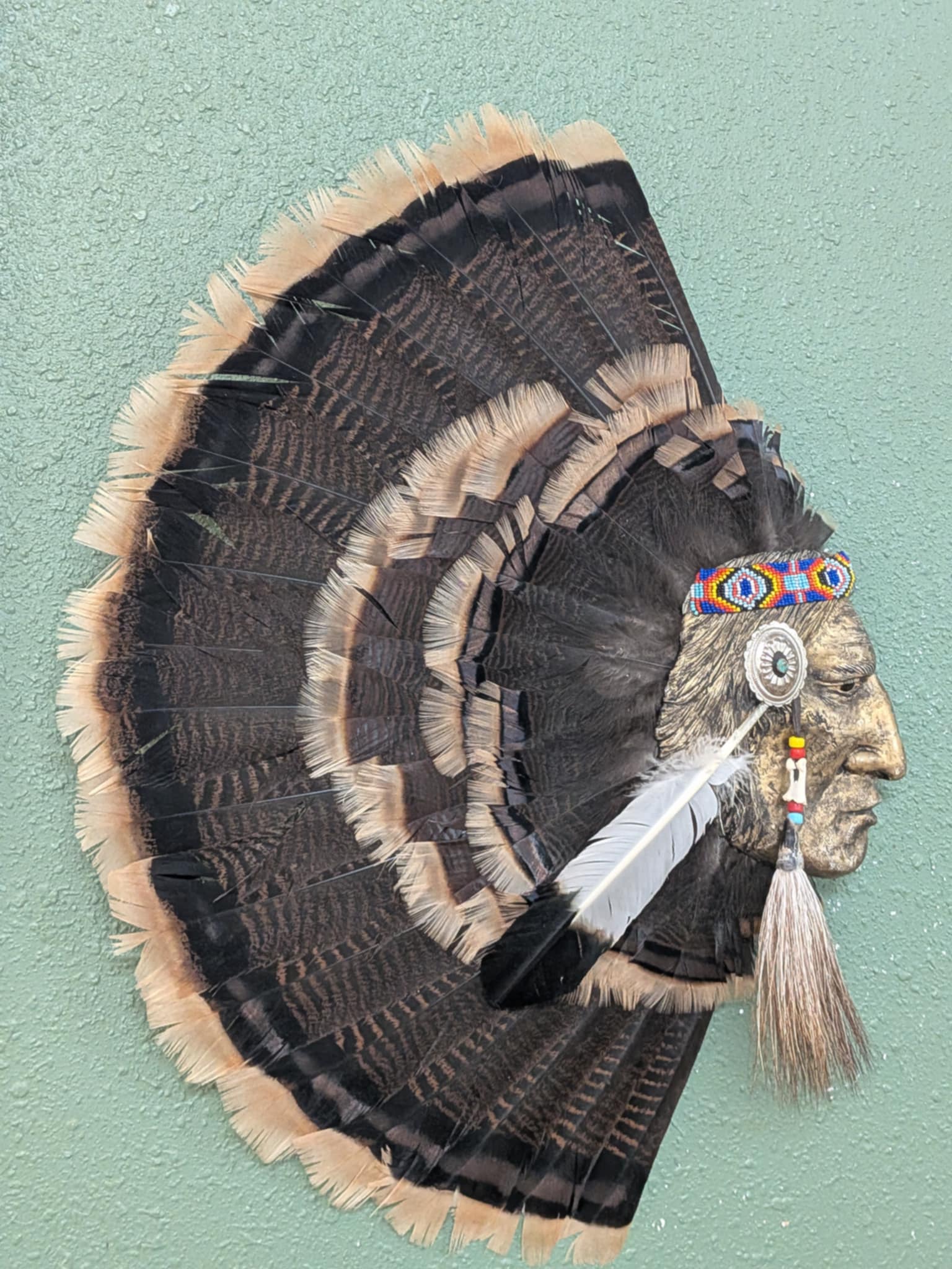 FHPAT79-WILD TURKEY Taxidermy Native American Archery Mask Face War Bird