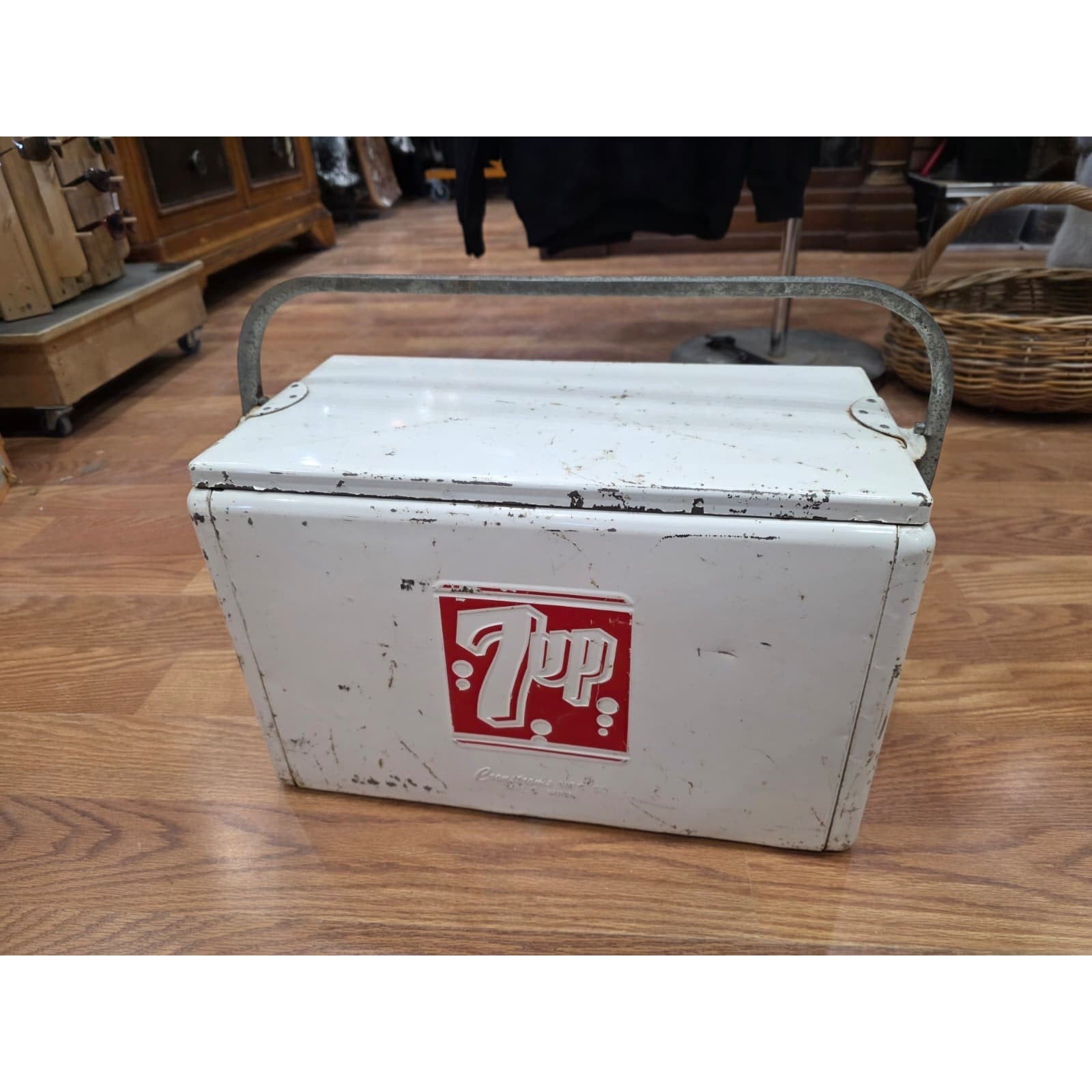 Fhaq1 - VTG Cromstroms Metal 7UP Beverage Cooler – Vintage Soda Advertising Coll