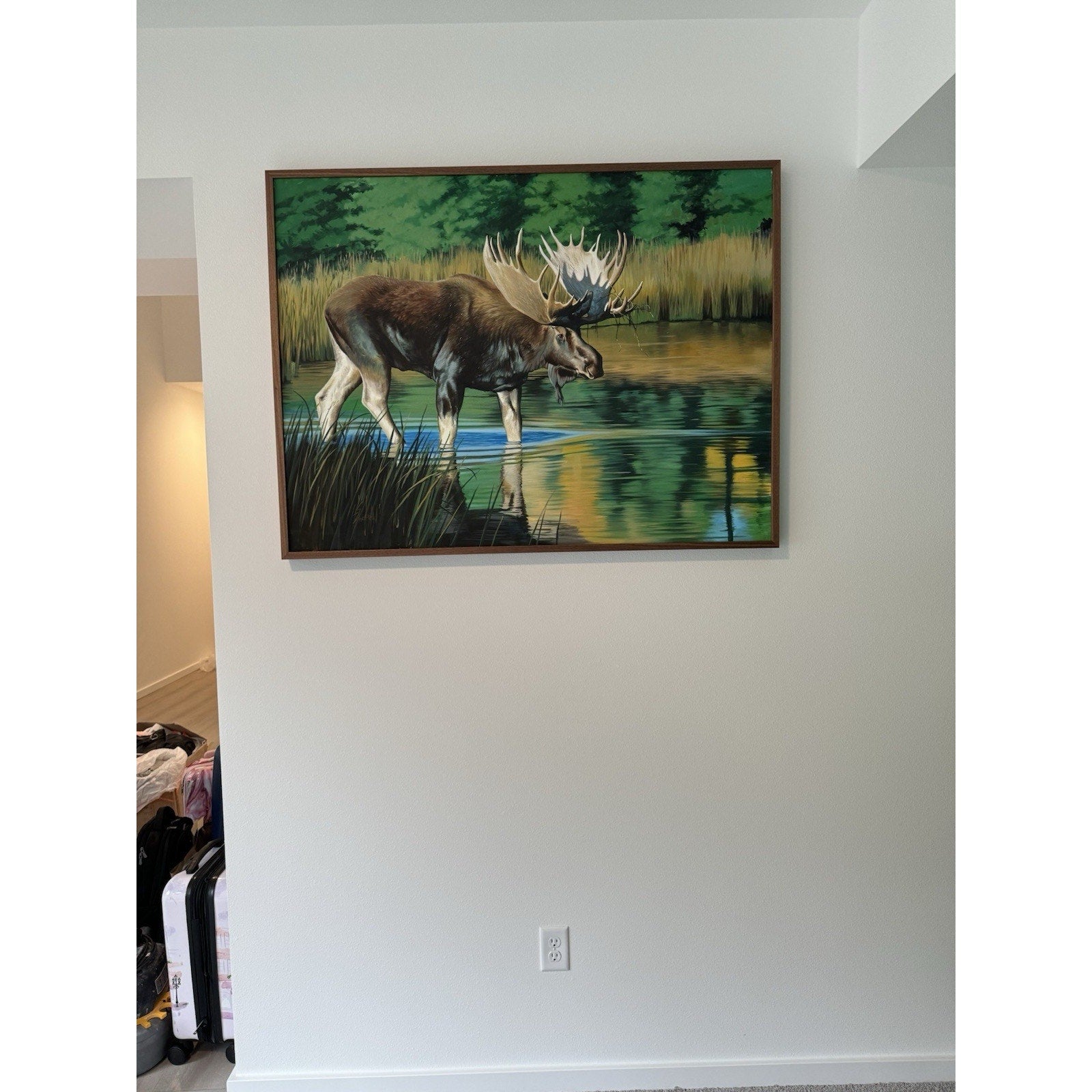 FHLO2 - Original Oil Painting Wildlife Moose Artist Lowell shapley 4x3 Ft