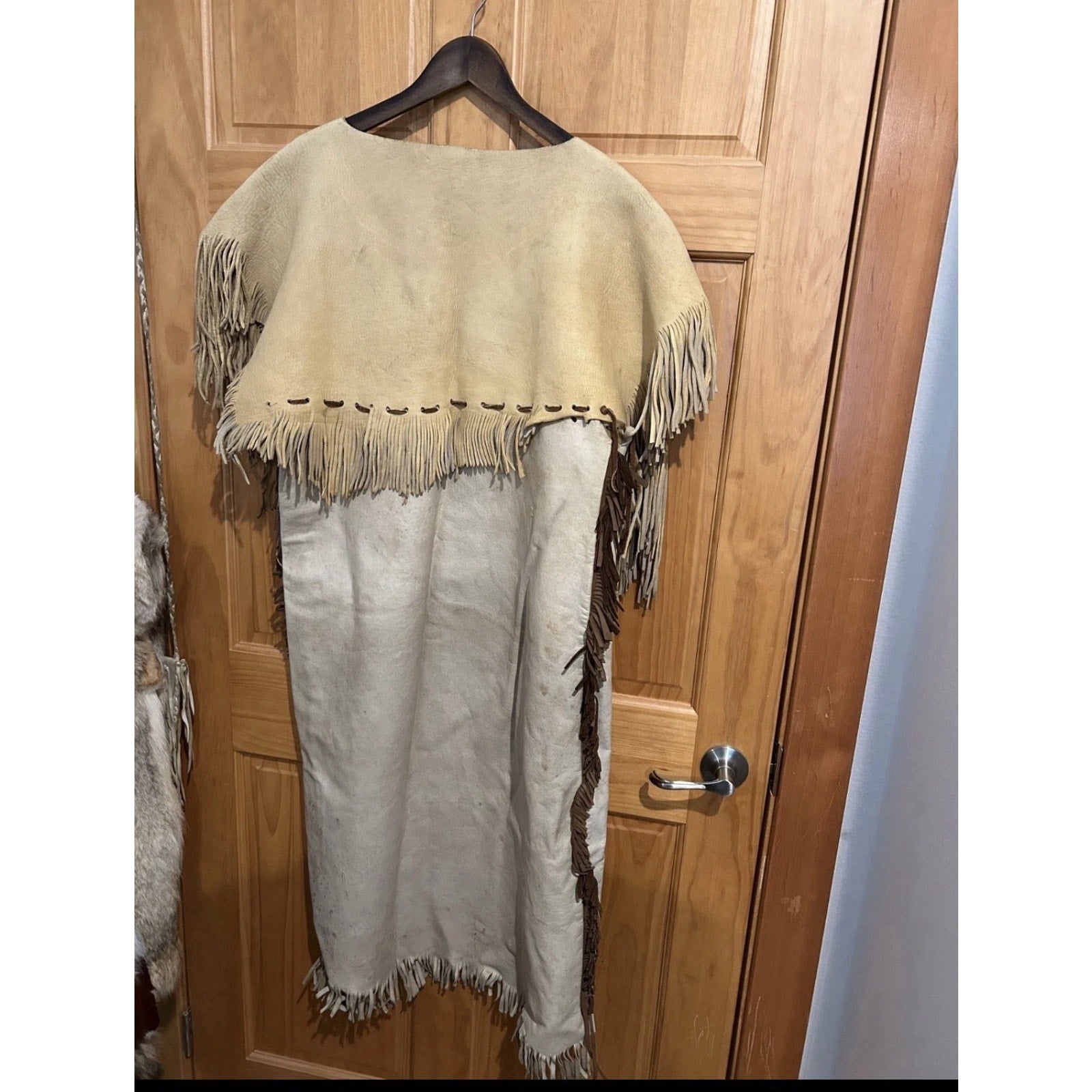 NATIVE AMERICAN FRINGED BISON HIDE DRESS