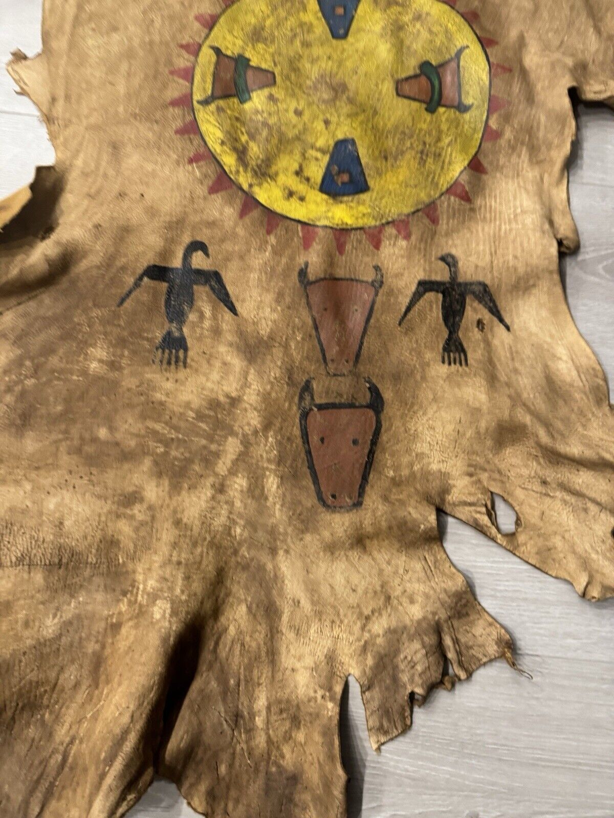 FH120-Authentic Native Painted Deer Hide Lakota