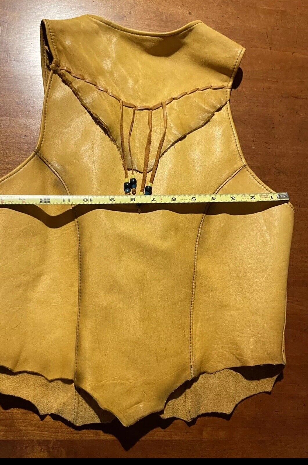 Hand Crafted XS Native American Soft Leather Fringe Beadwork Vest Antler Buttons