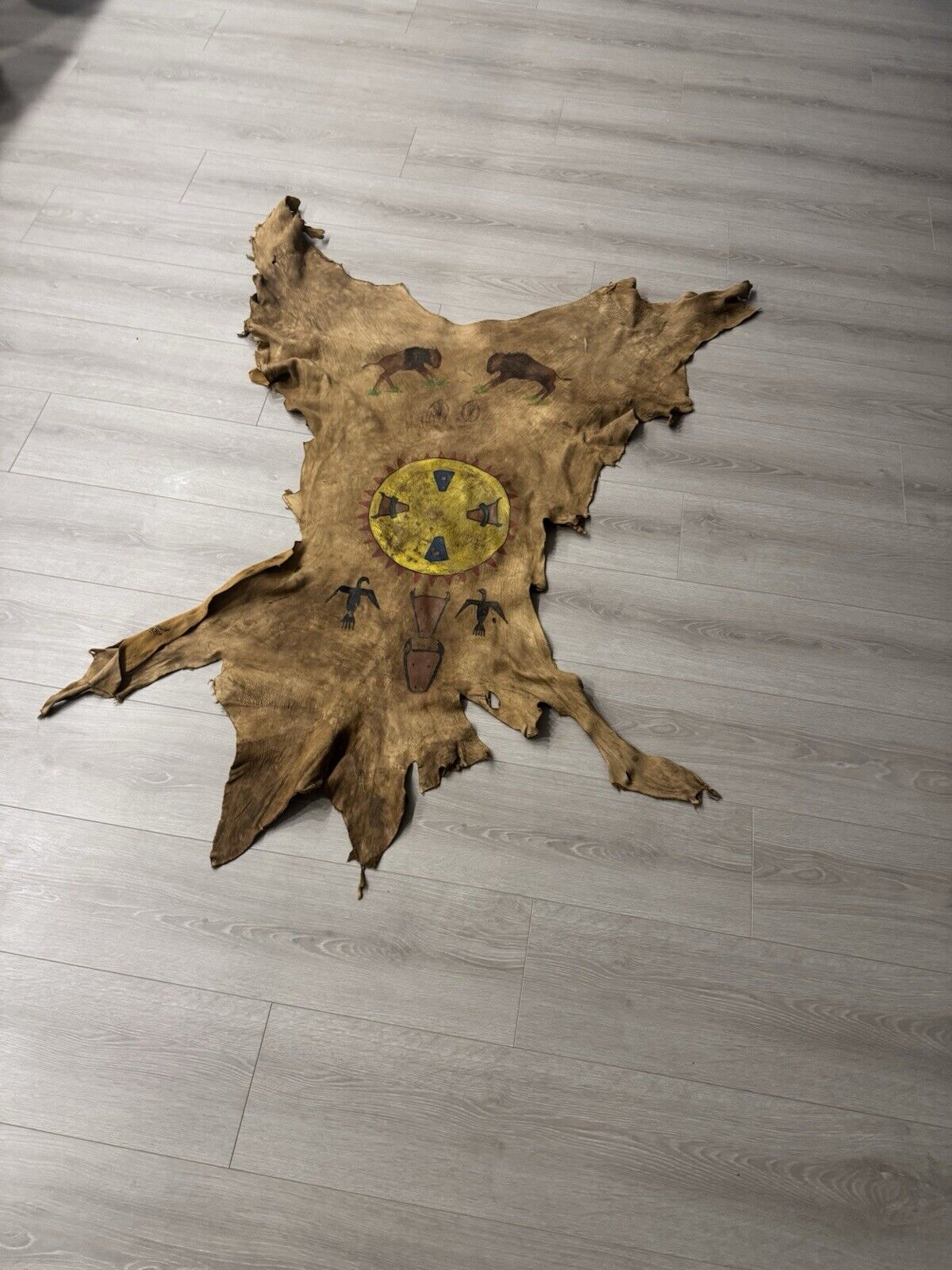 FH120-Authentic Native Painted Deer Hide Lakota