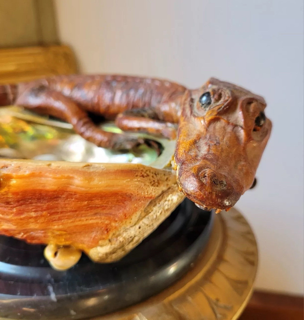 FHWA5-Vtg Oddities Taxidermy Abalone Shell Ashtray Smudge Dish Decor Mid-Century