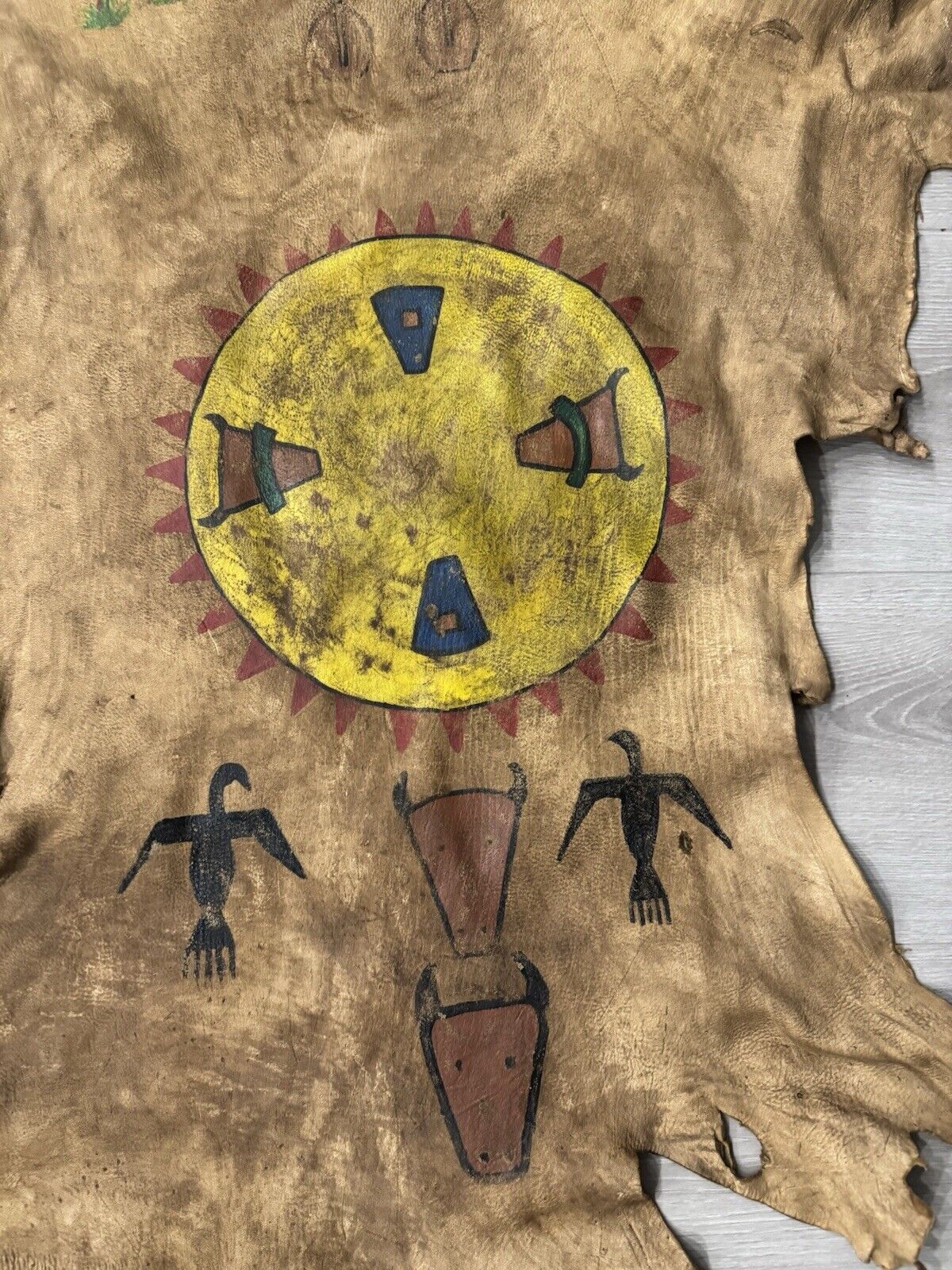 FH120-Authentic Native Painted Deer Hide Lakota
