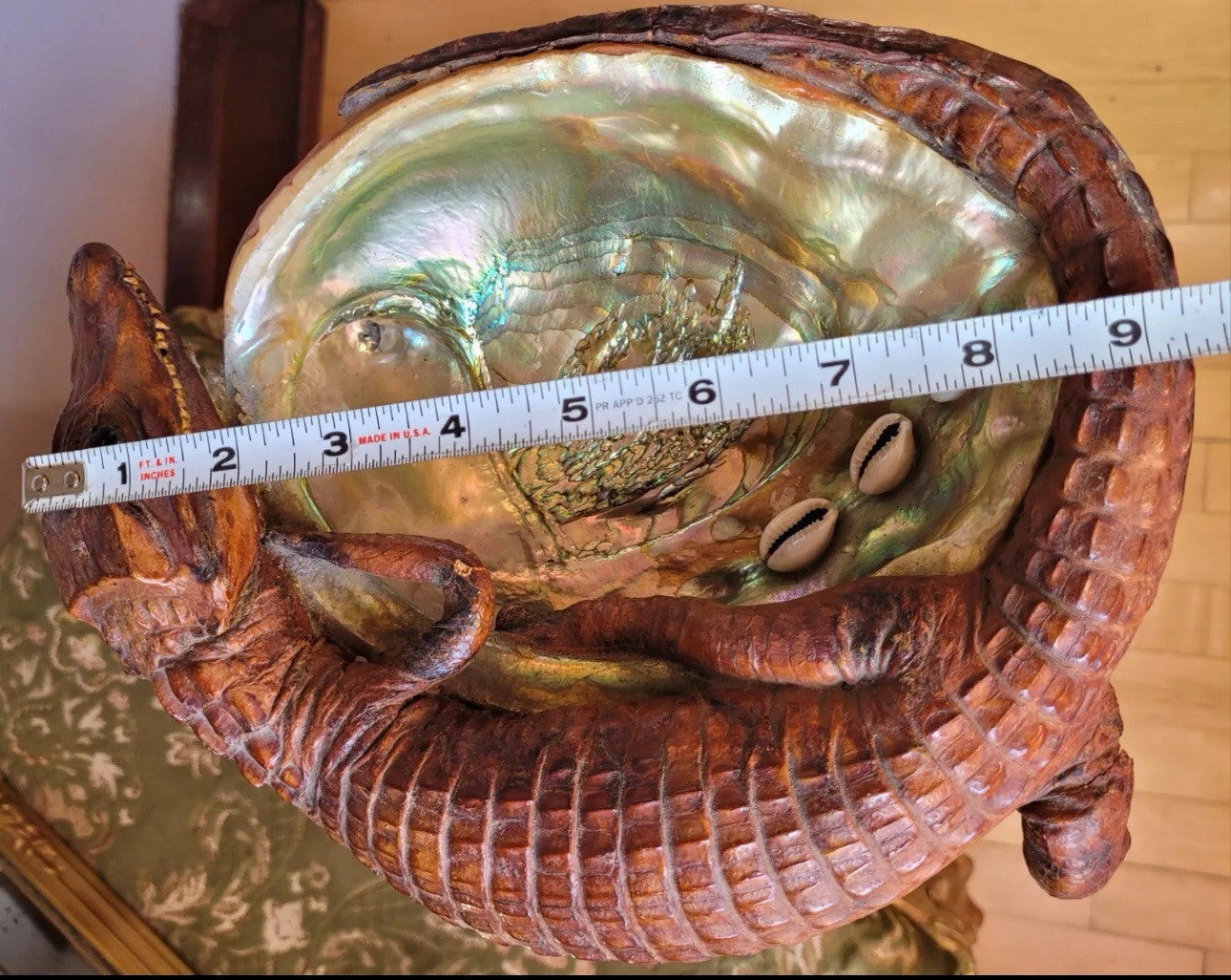 FHWA5-Vtg Oddities Taxidermy Abalone Shell Ashtray Smudge Dish Decor Mid-Century