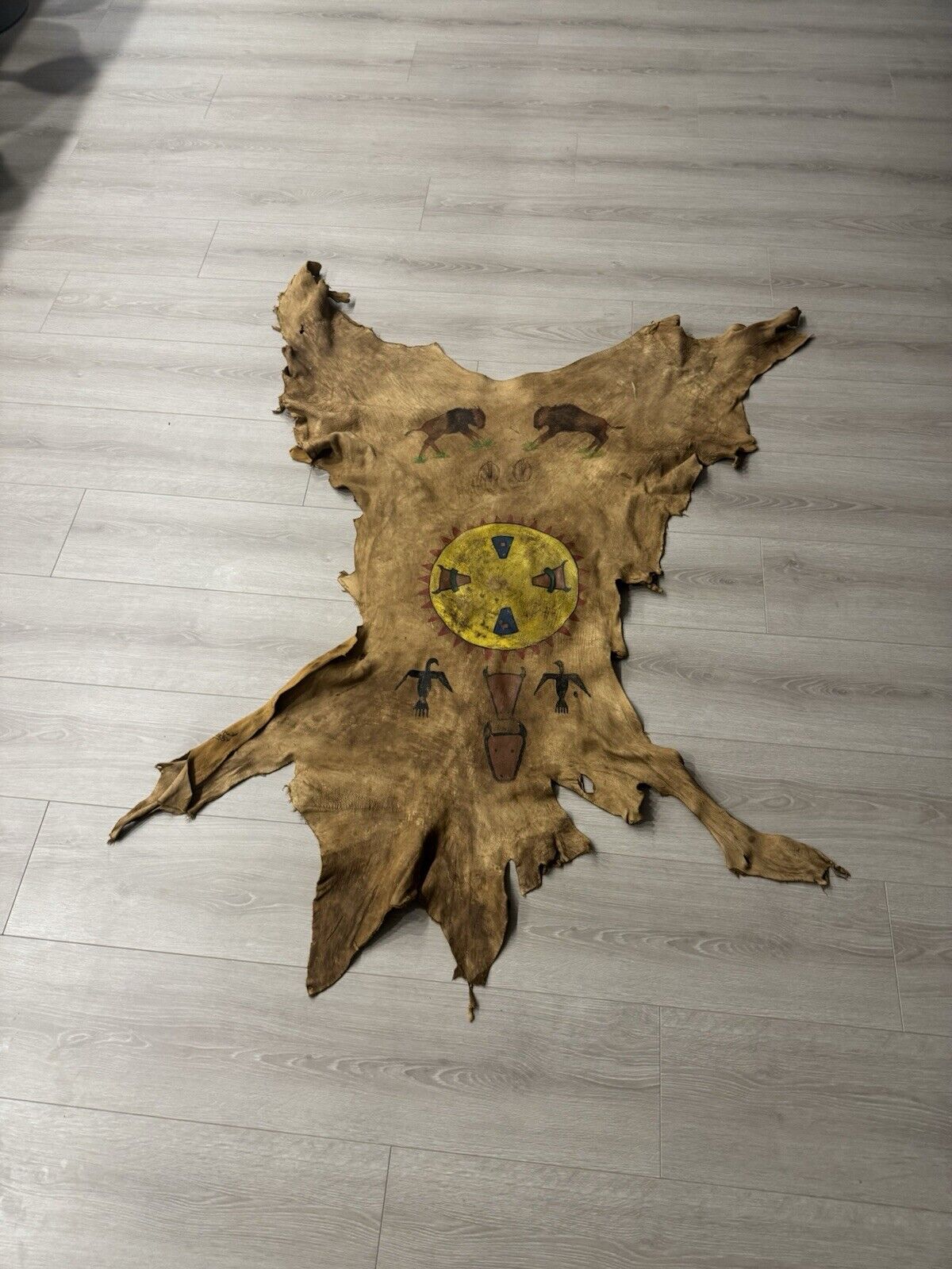 FH120-Authentic Native Painted Deer Hide Lakota