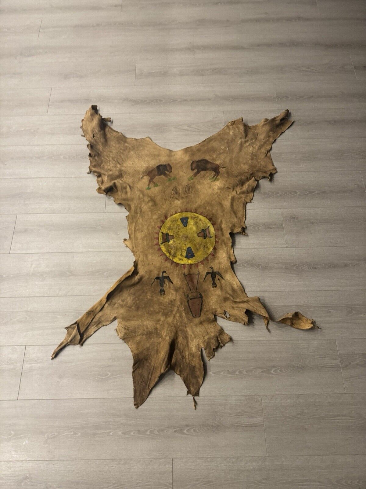 FH120-Authentic Native Painted Deer Hide Lakota
