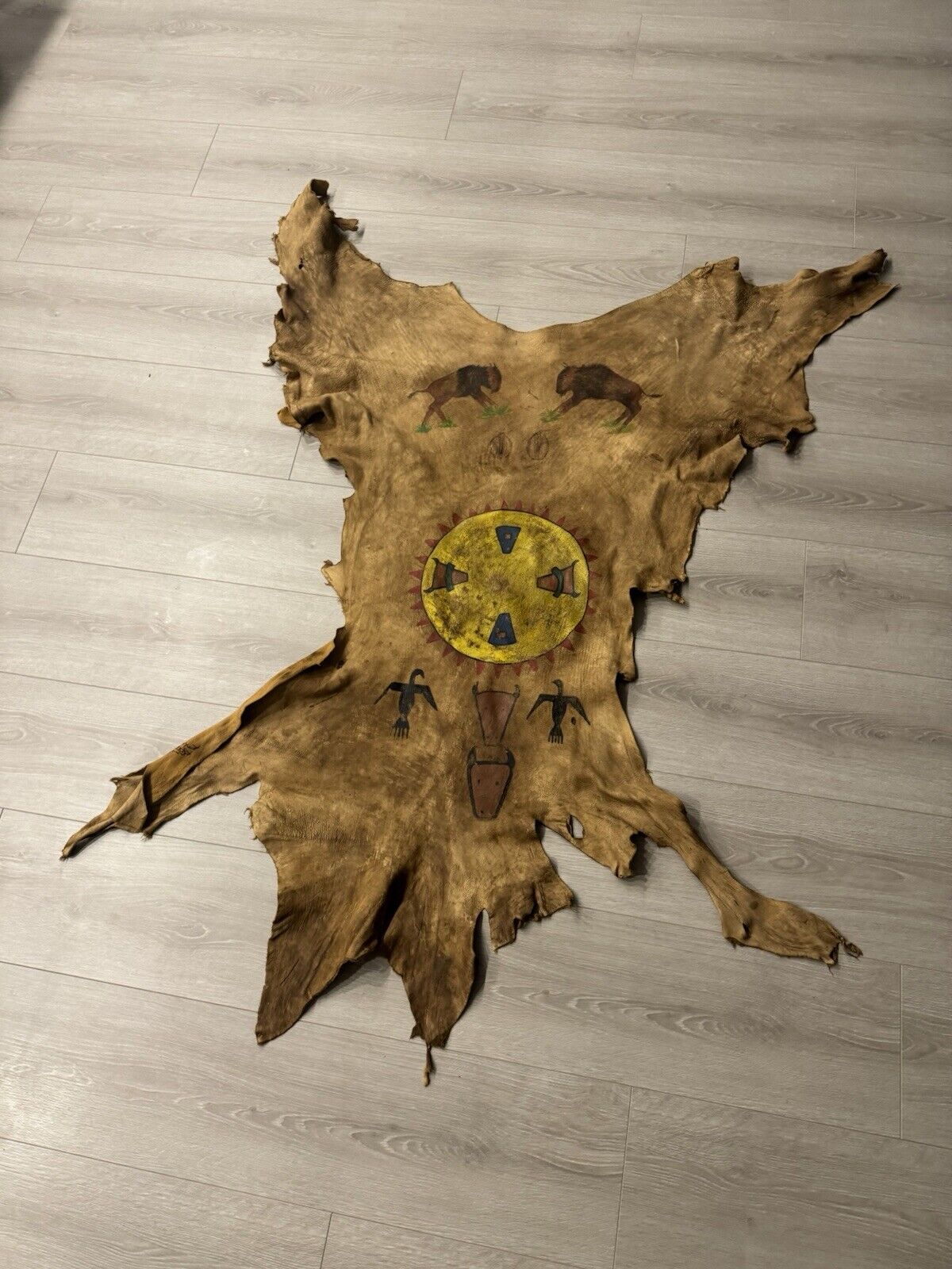 FH120-Authentic Native Painted Deer Hide Lakota