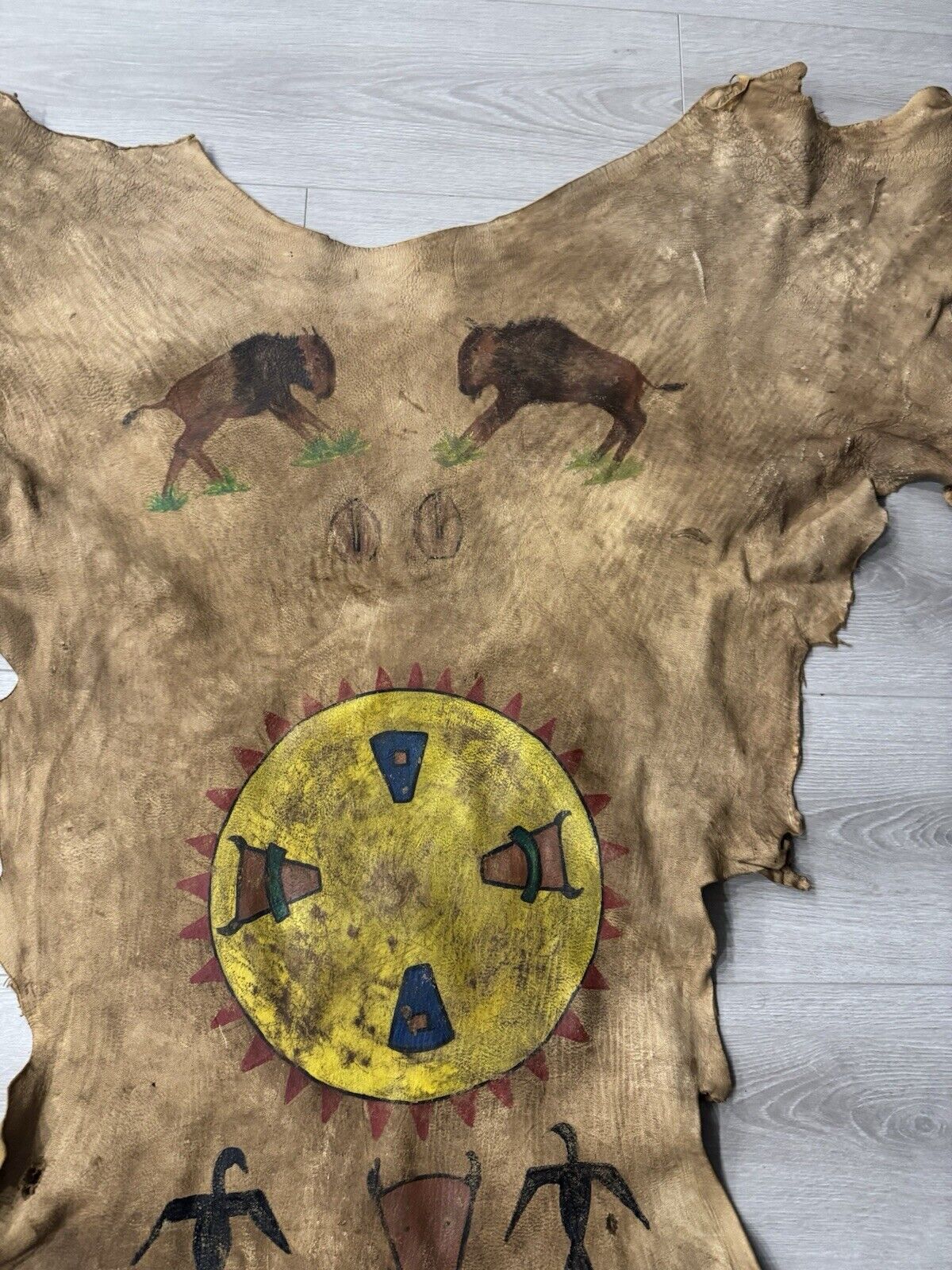 FH120-Authentic Native Painted Deer Hide Lakota