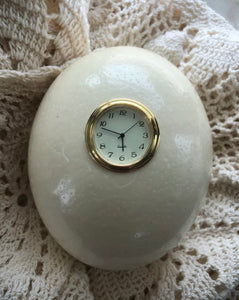 Fancy Ostrich Egg Clock - Vintage Quartz Movement Desk Accessory Convo Piece