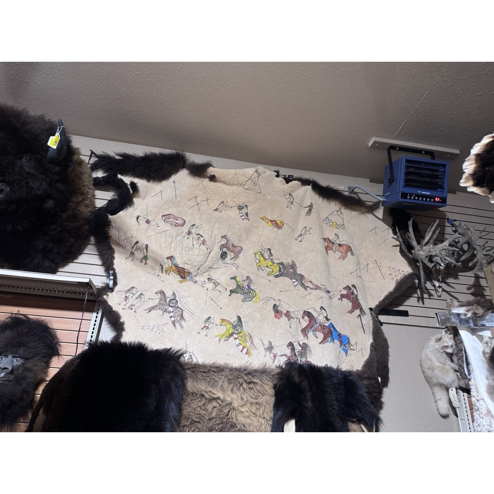 FHGENE12 - Premium Massive Brain Tanned XXL bison Buffalo Hide Rug Fur Painted