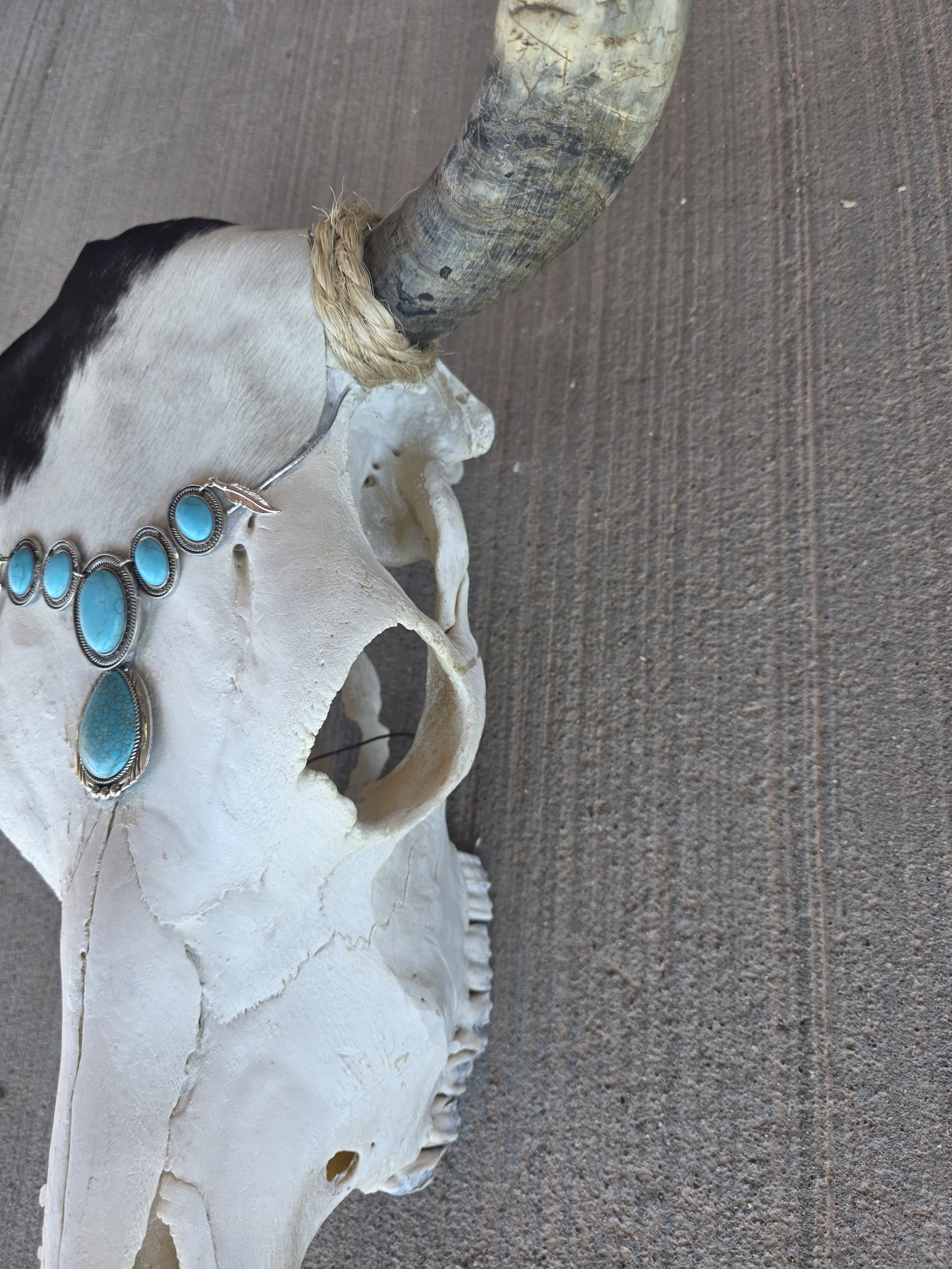 FHRAN79 - Western Longhorn Skull with Turquoise Accent – Rustic Wall Décor