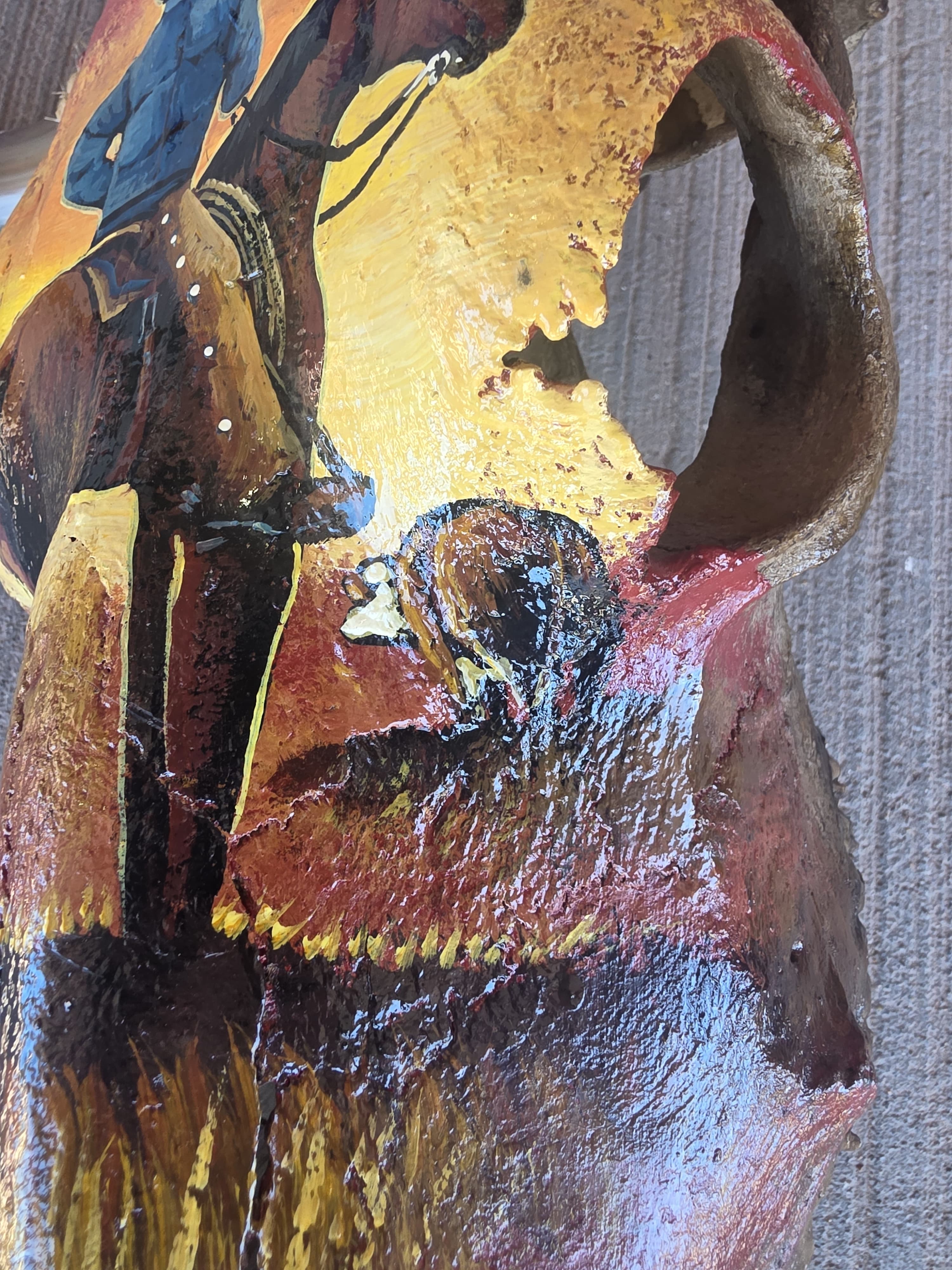 FHRAN77 - Hand-Painted Western Longhorn Skull – Cowboy Sunset Art