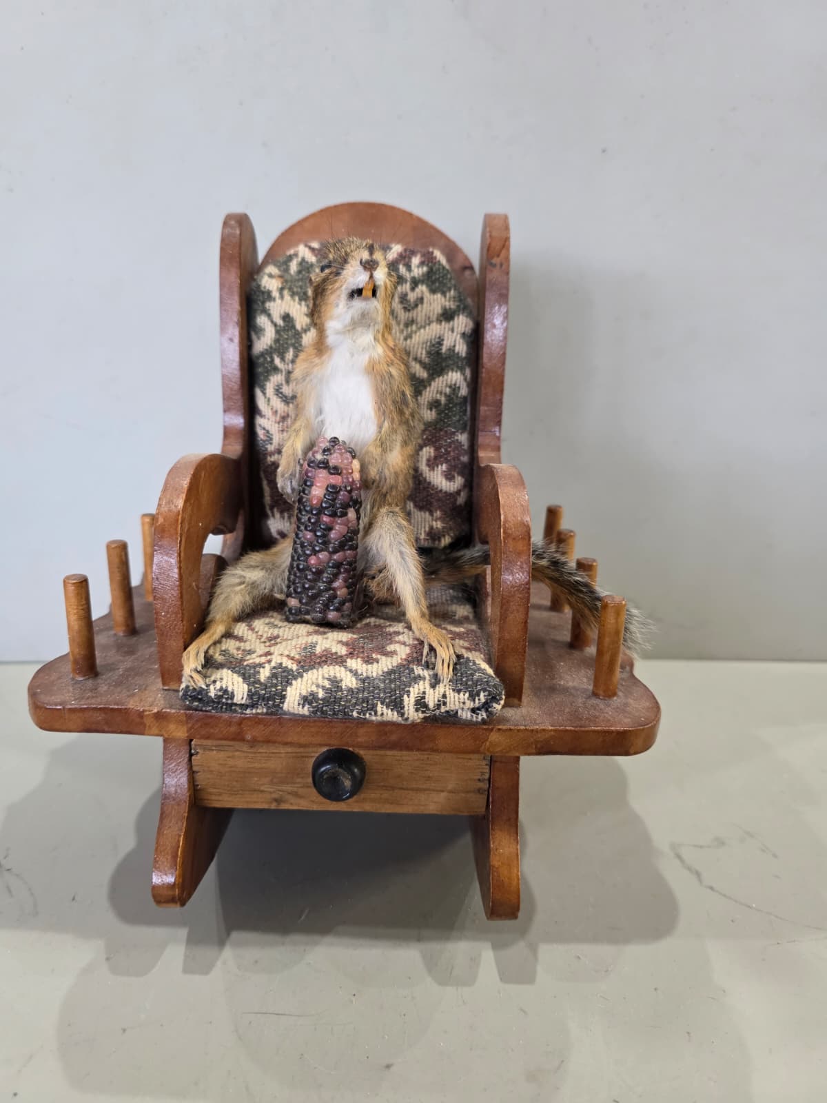Jtv415 - Chipmunk Taxidermy in Rocking Chair – Whimsical Woodland Display