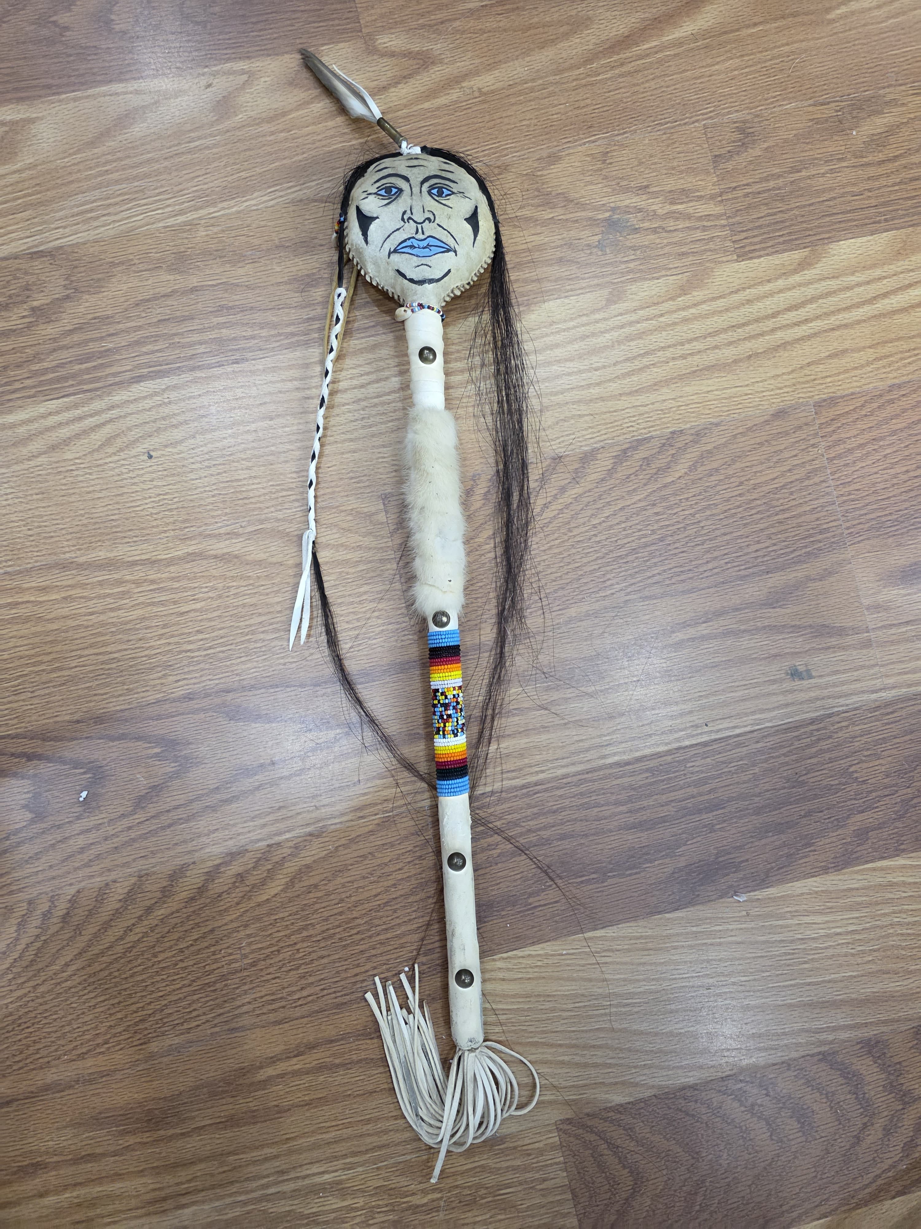FHMC101 - Native Rattle 24" | Traditional Handcrafted Display