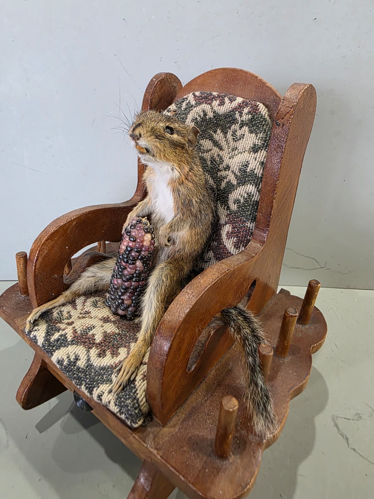 Jtv415 - Chipmunk Taxidermy in Rocking Chair – Whimsical Woodland Display