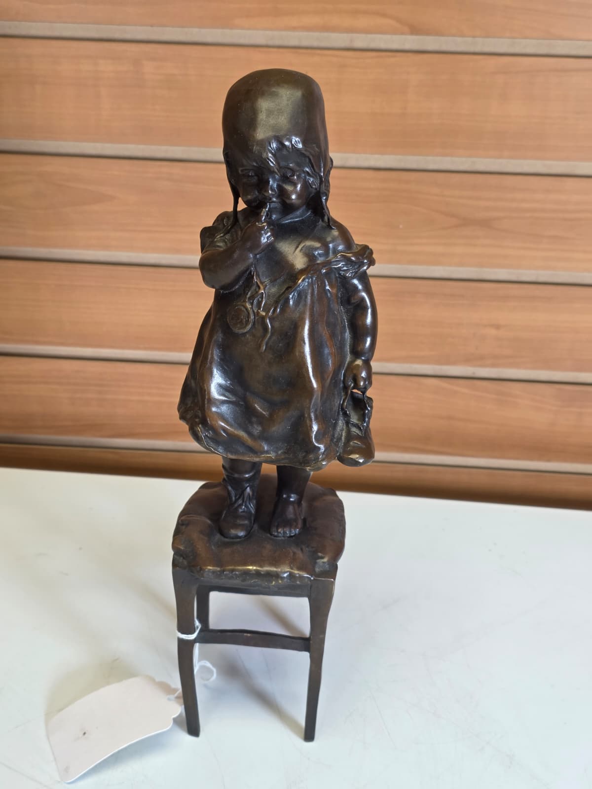 FHBR2 - Bronze Girl Standing on Stool Chair – Juan Clara – 13
