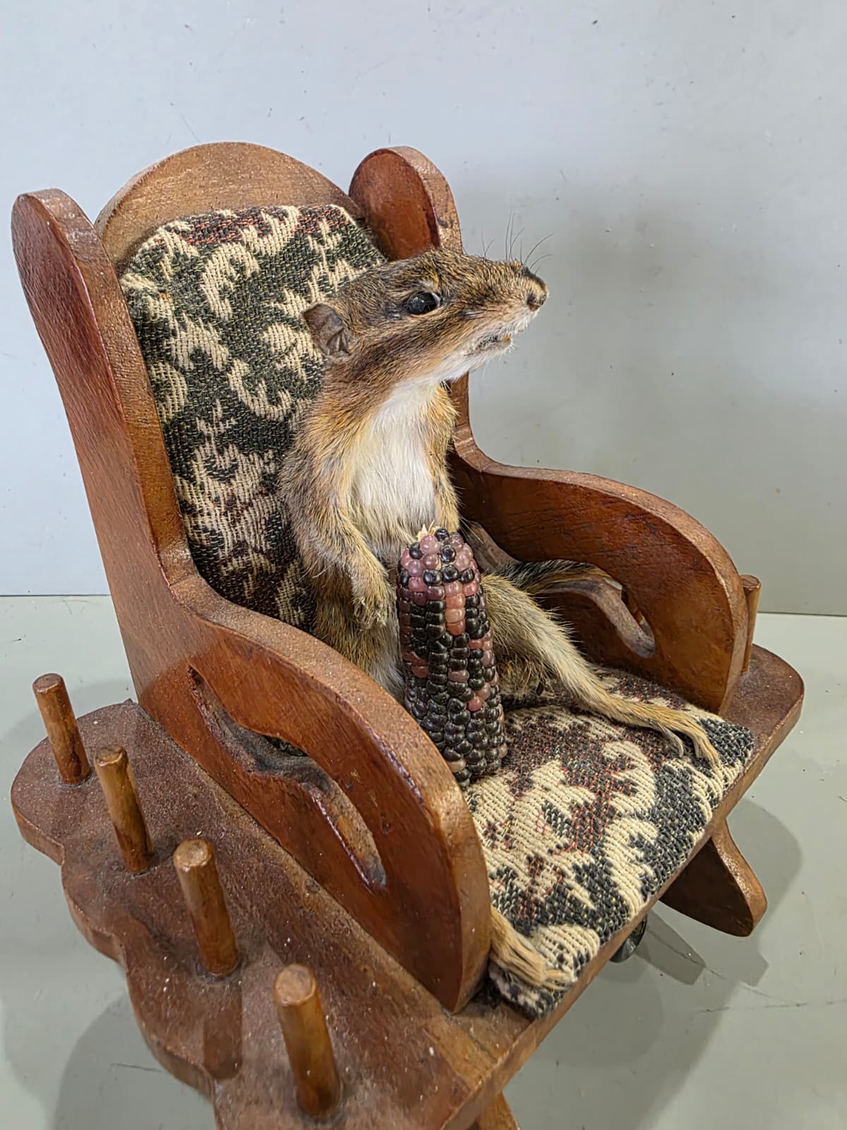 Jtv415 - Chipmunk Taxidermy in Rocking Chair – Whimsical Woodland Display