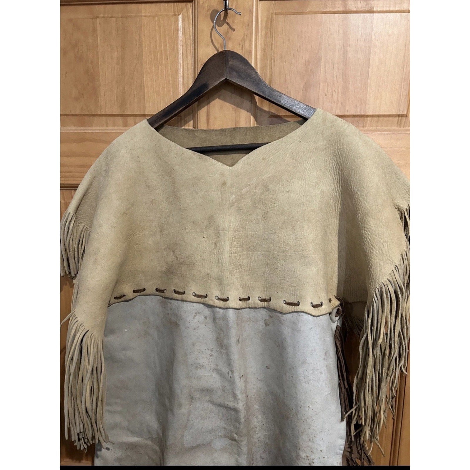 NATIVE AMERICAN FRINGED BISON HIDE DRESS