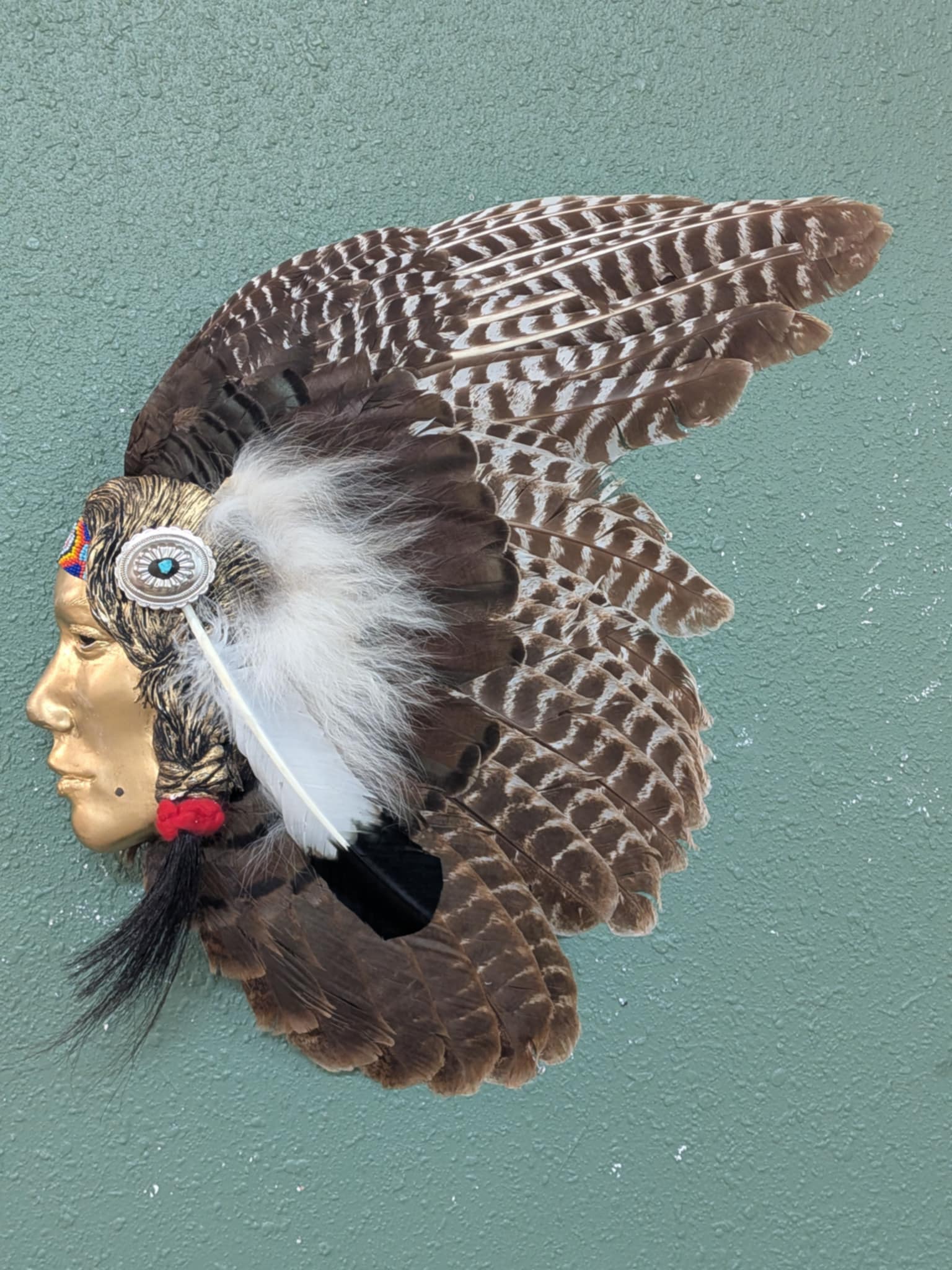 FHPAT78-WILD TURKEY Taxidermy Native American Archery Mask Face War Bird