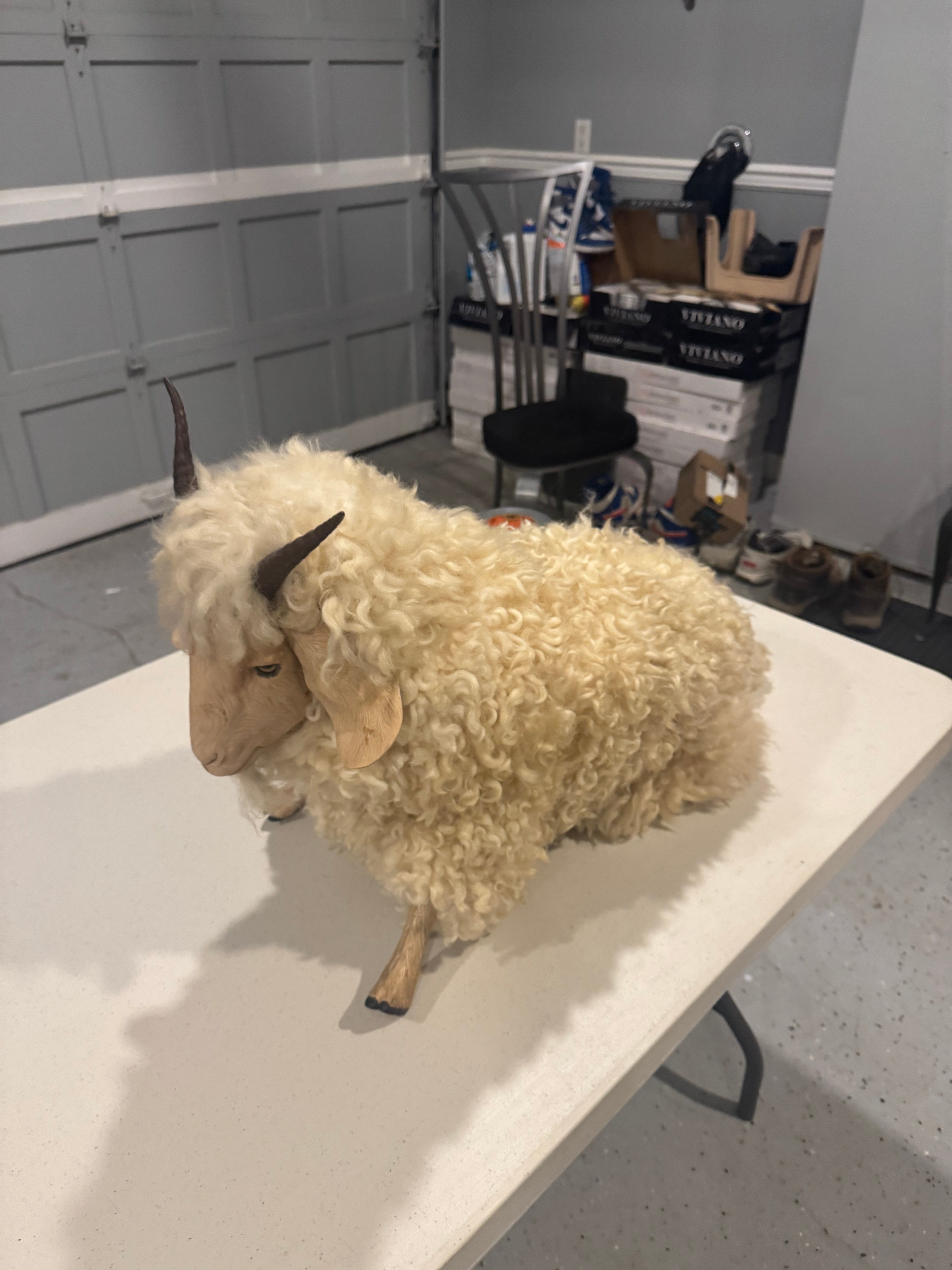FHDO1 - antique French bisque sheep sculpture