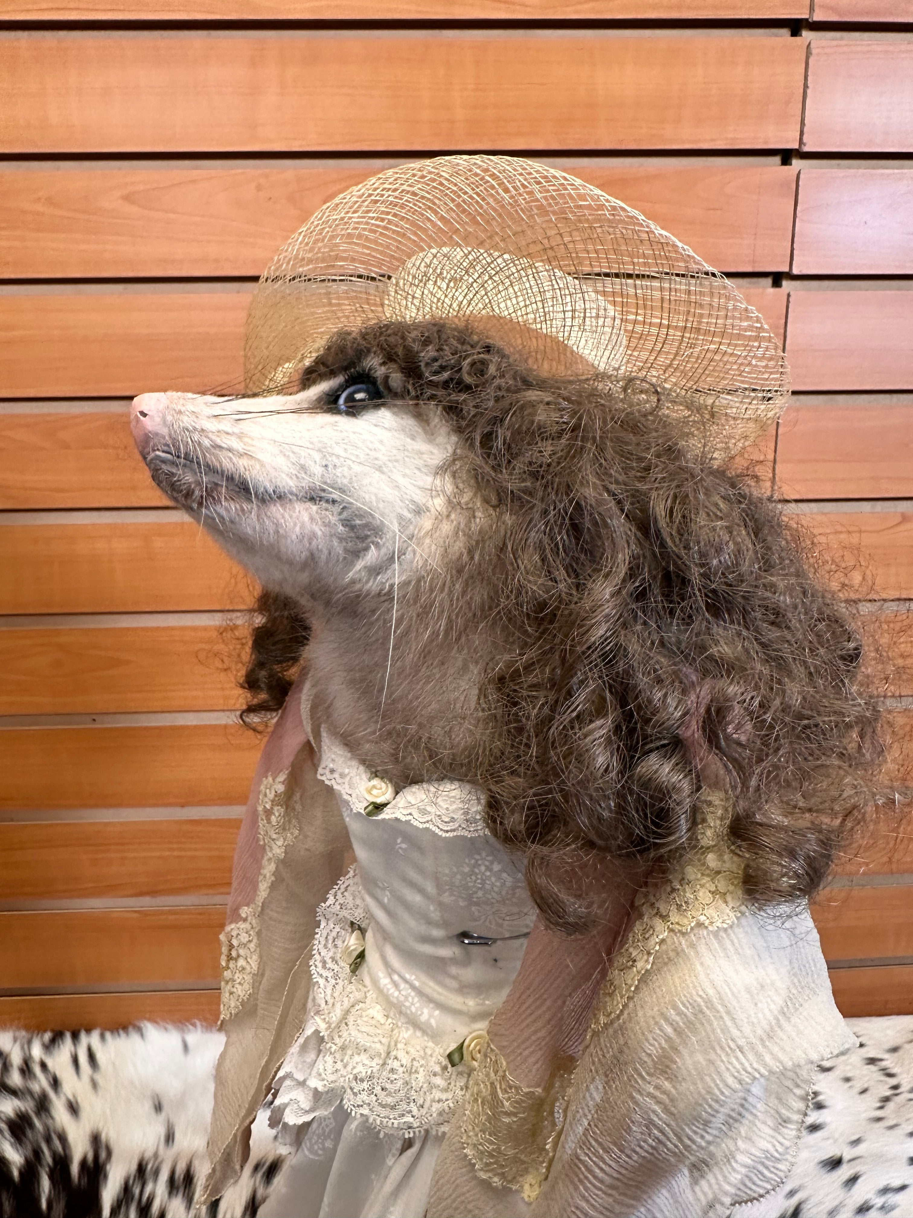 FH104 O'Possum Lifesize Mount  Taxidermy Log Cabin