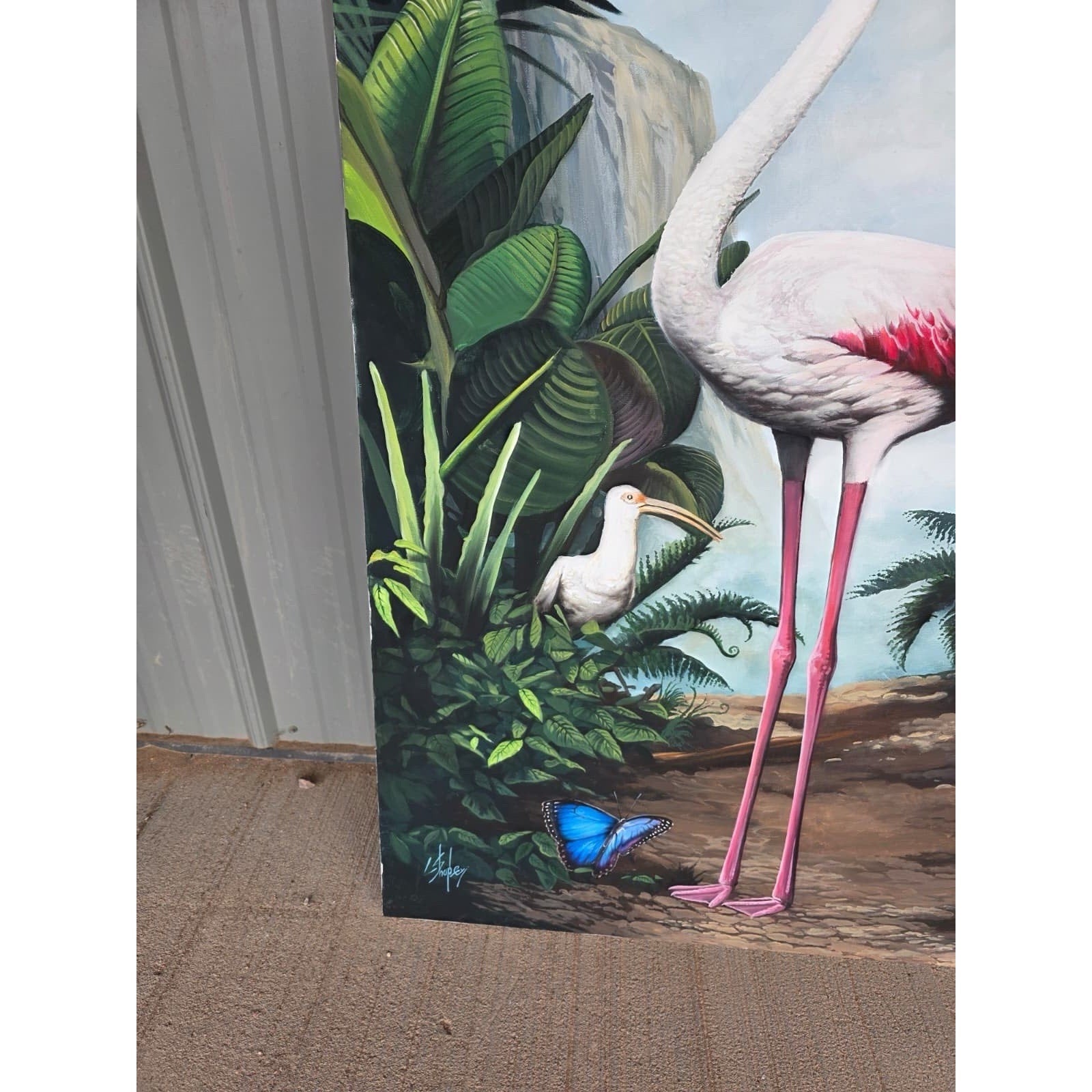 Original Oil Painting Flamingo Artist Lowell shapley