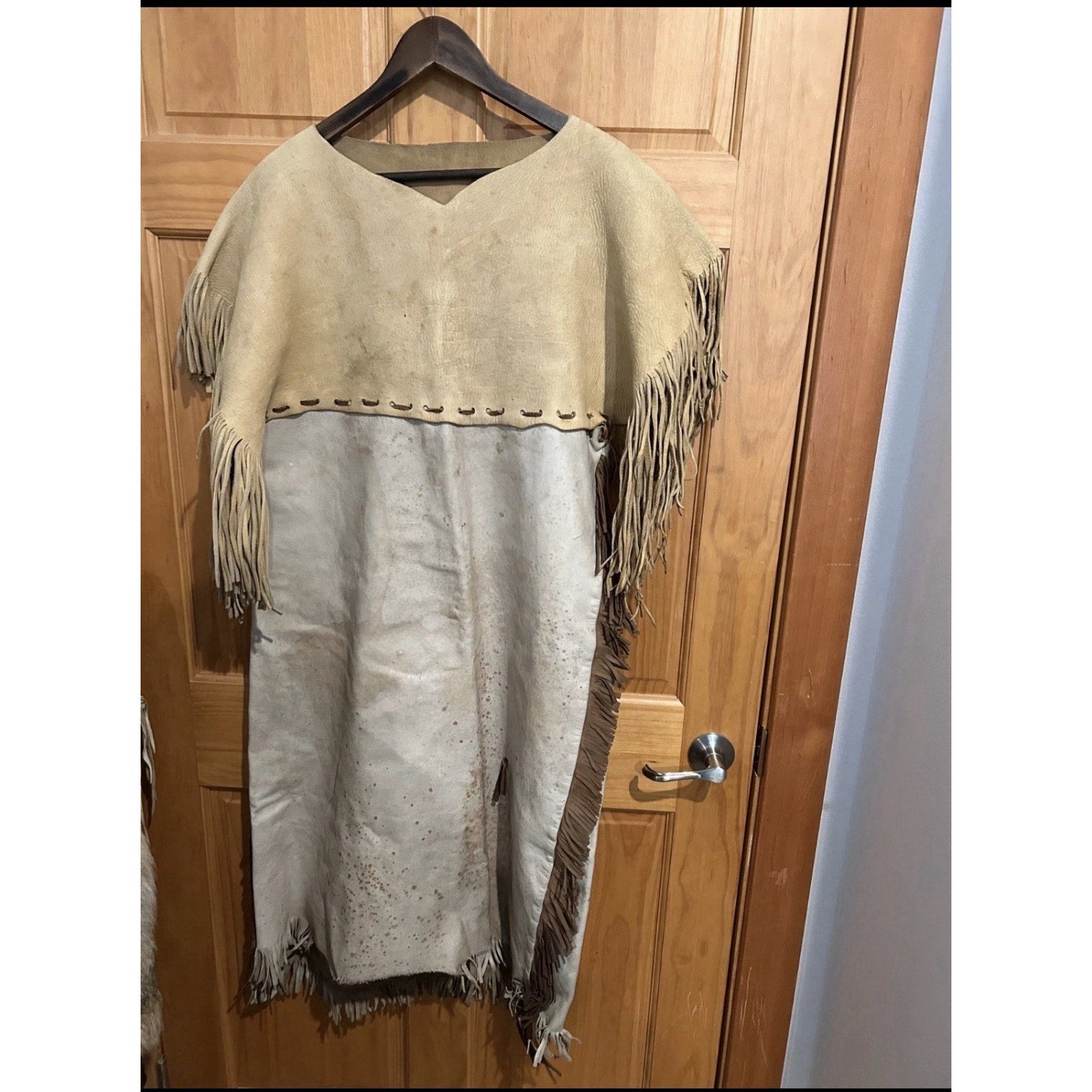 NATIVE AMERICAN FRINGED BISON HIDE DRESS