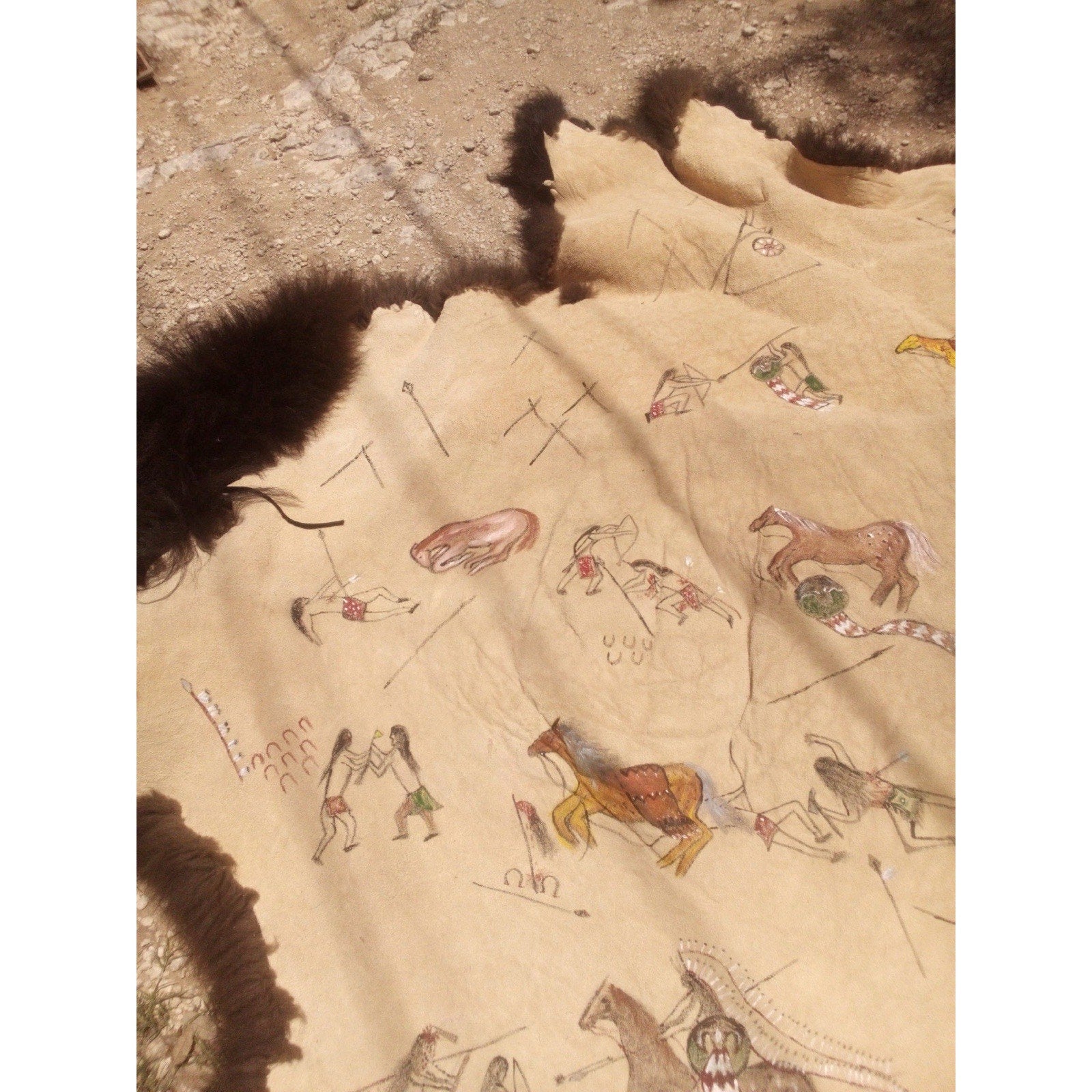 FHGENE12 - Premium Massive Brain Tanned XXL bison Buffalo Hide Rug Fur Painted
