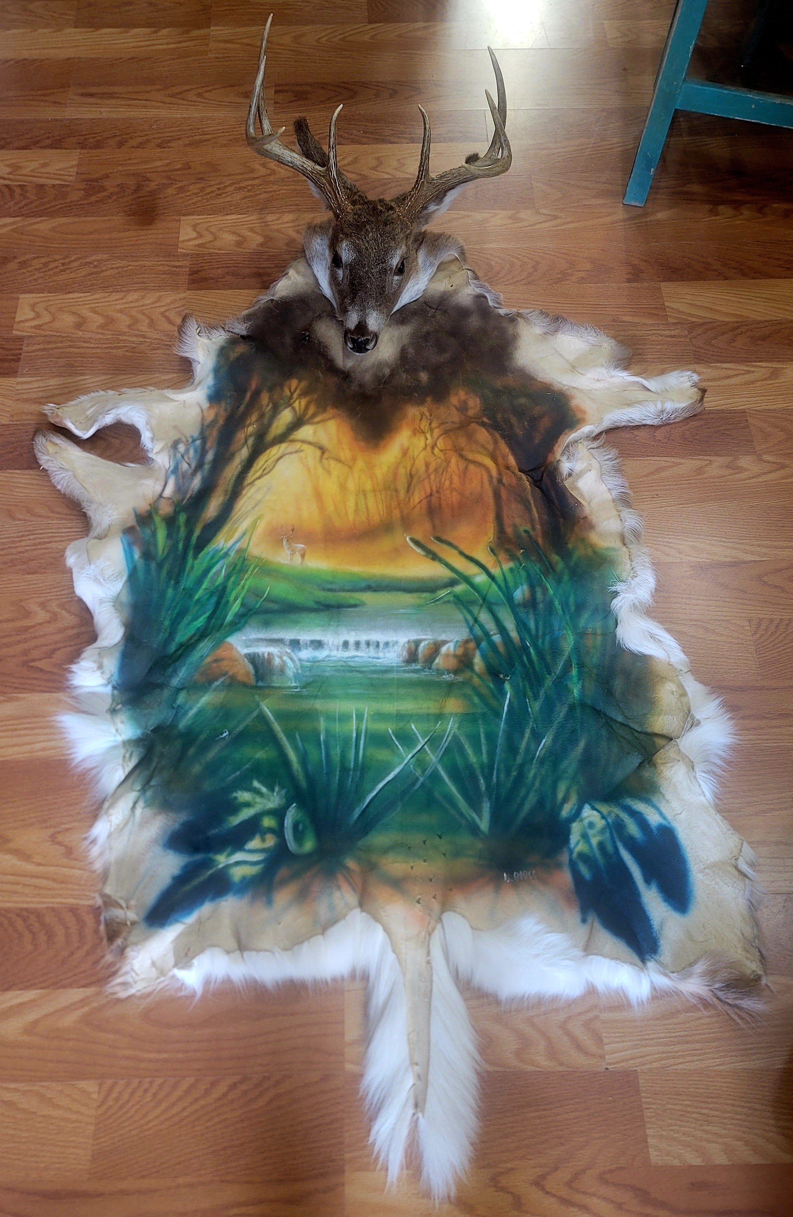 FHDEER300- Handpainted Deer Pelt Taxidermy