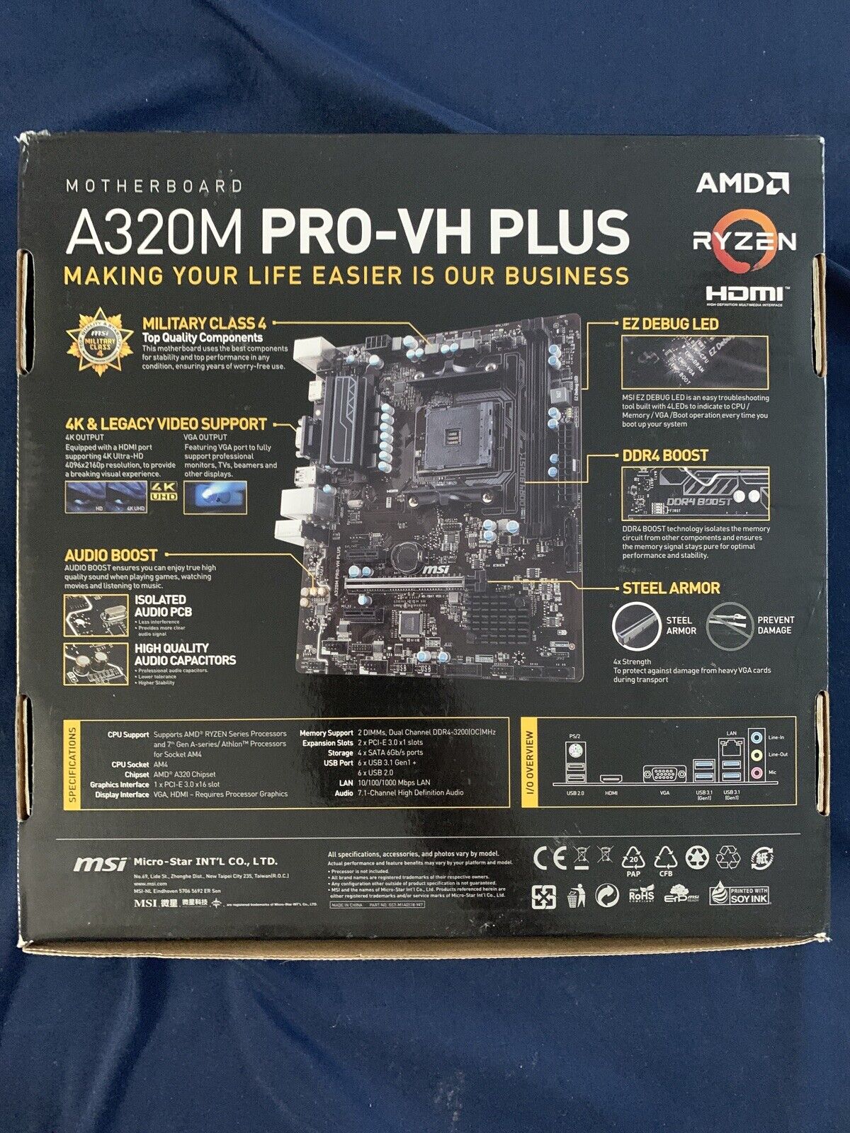 MSI A320M PRO-VH PLUS Socket AM4 AMD Motherboard