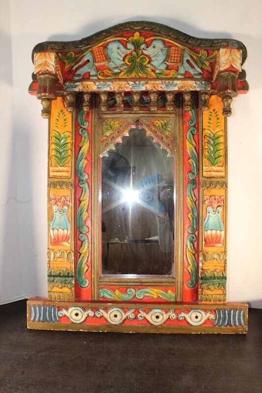 Incredible Asian-Inspired Wooden Carved Mirror