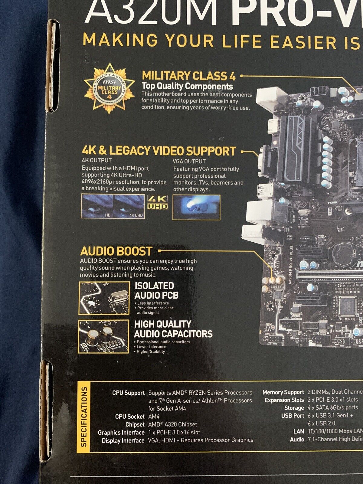 MSI A320M PRO-VH PLUS Socket AM4 AMD Motherboard