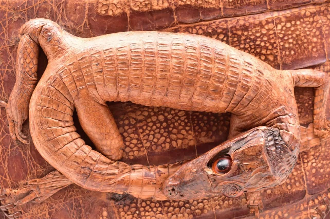 Antique Baby Alligator Crocodile Taxidermy Handbag Purse Handles Shoulder Strap